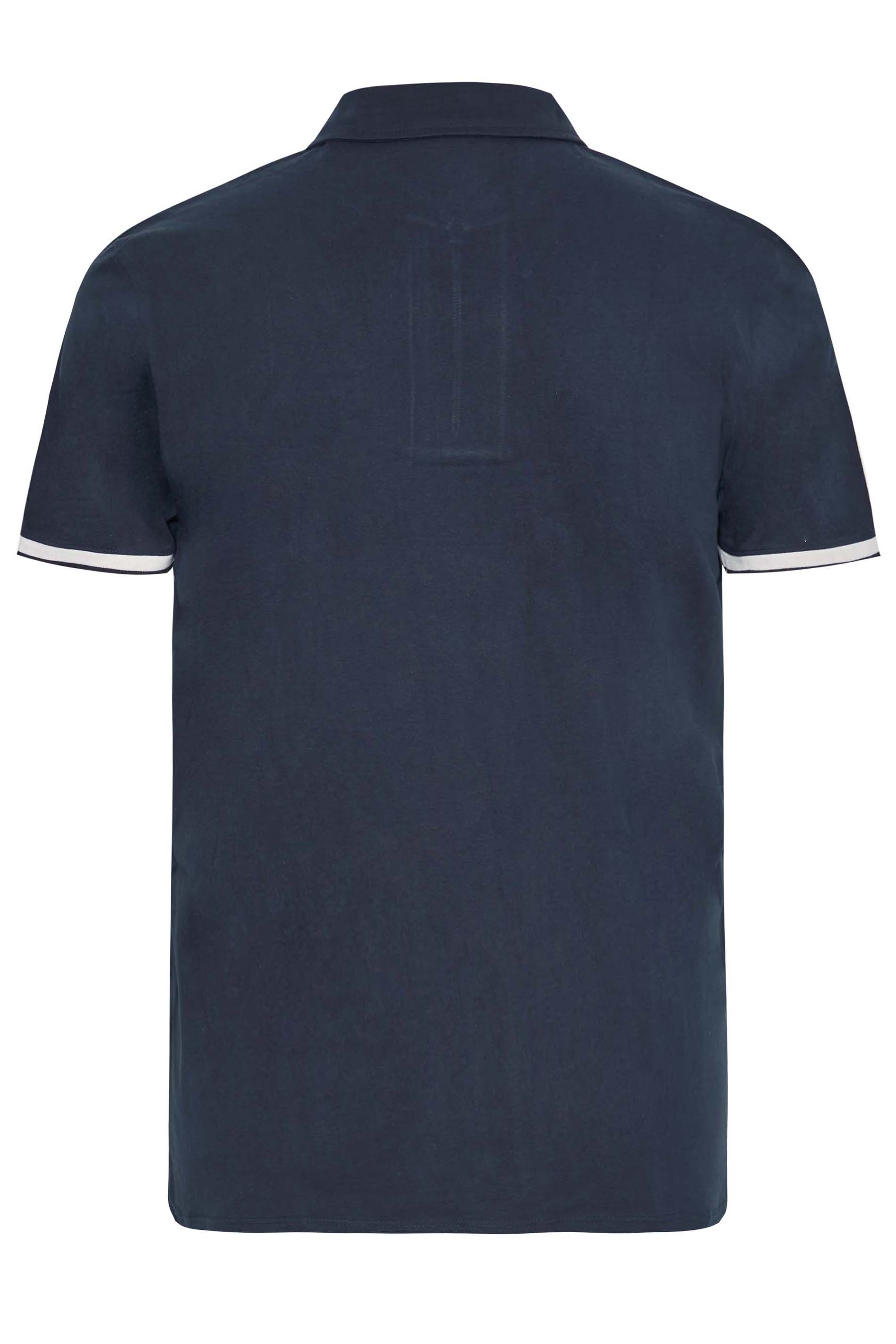 BadRhino Big & Tall Navy Blue Jersey Zip Polo Shirt | BadRhino