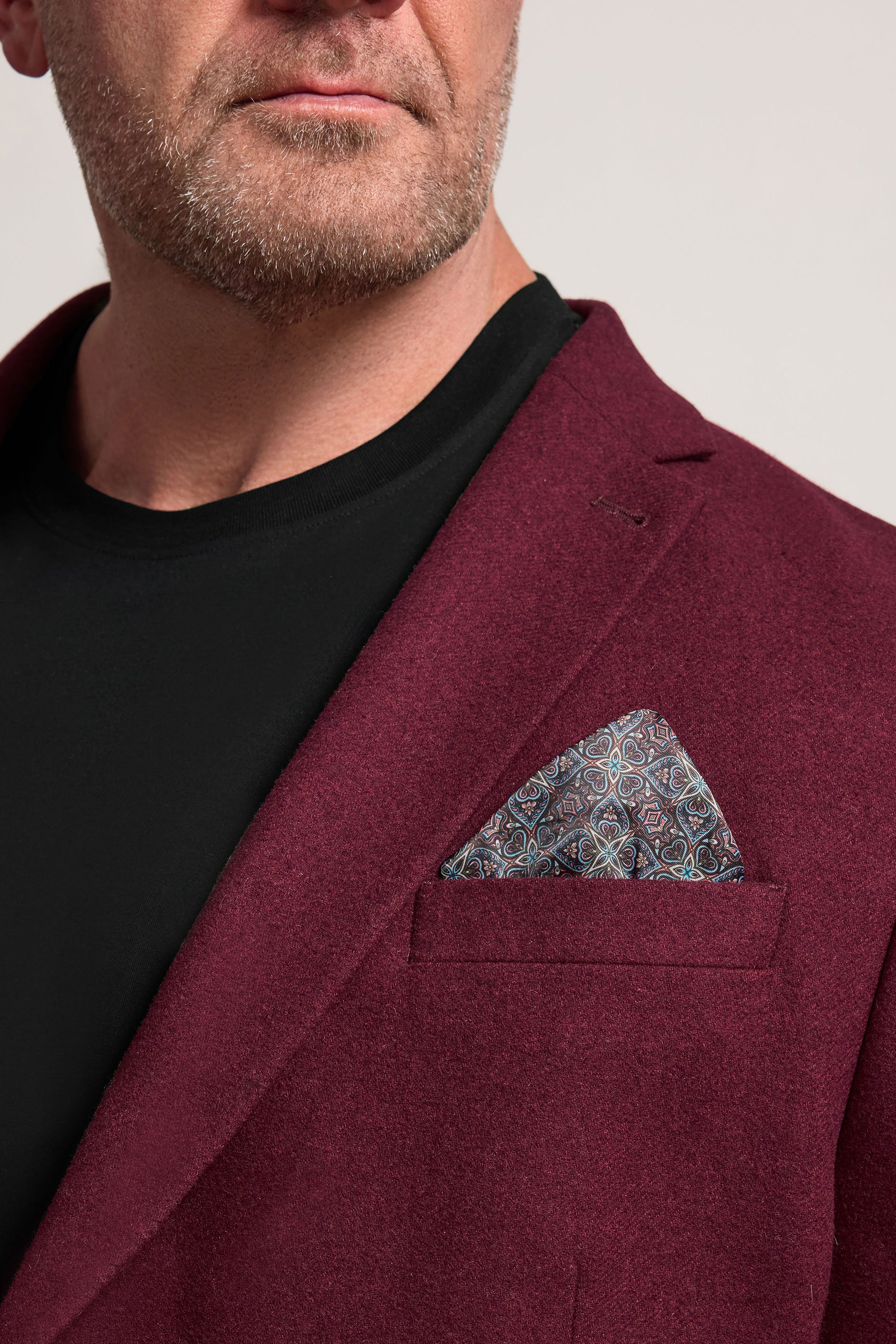 BadRhino Tailoring Big & Tall Burgundy Red Tweed Suit Jacket  4