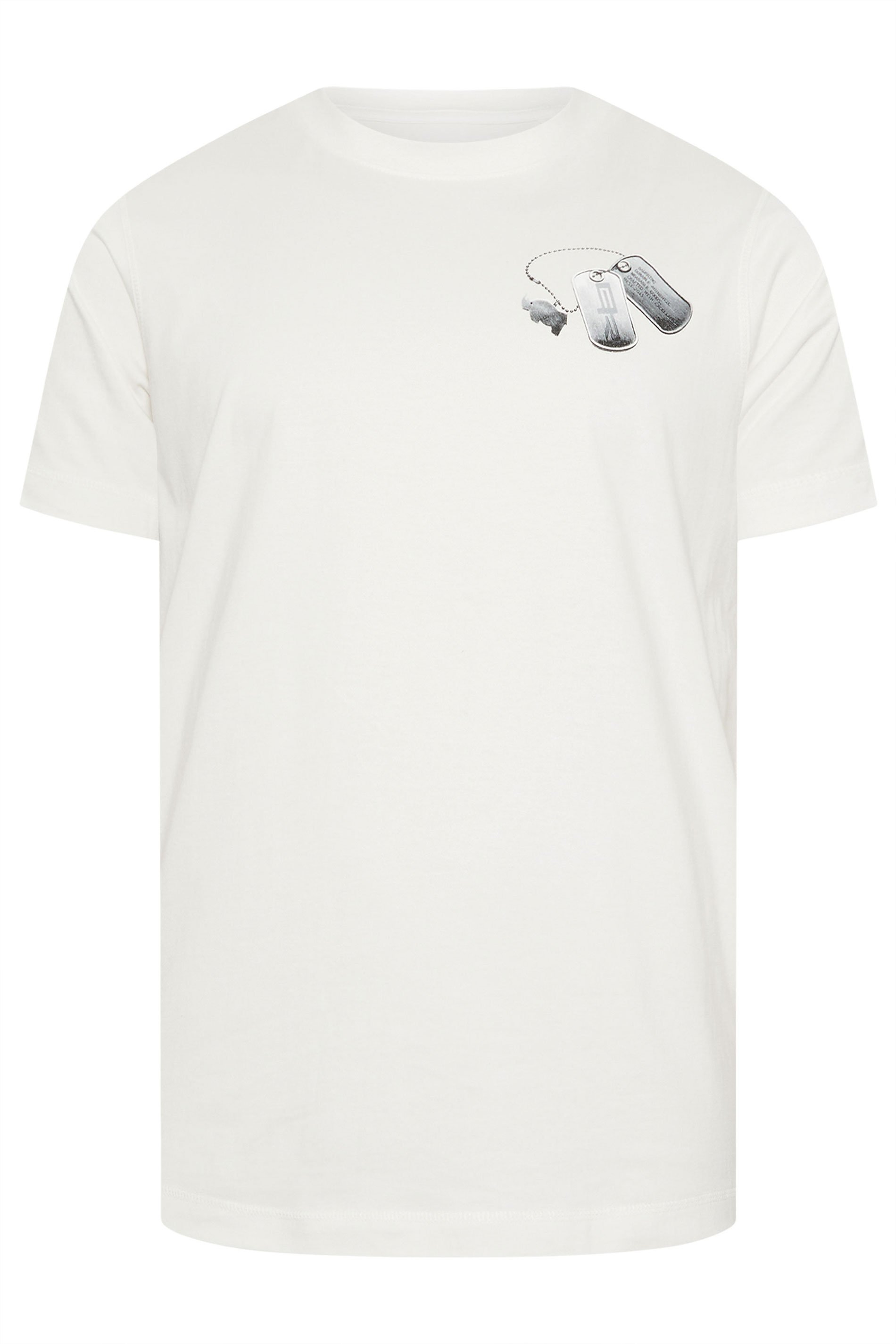 BadRhino Big & Tall Off-White Military Dog Tag Graphic T-Shirt | BadRhino 3