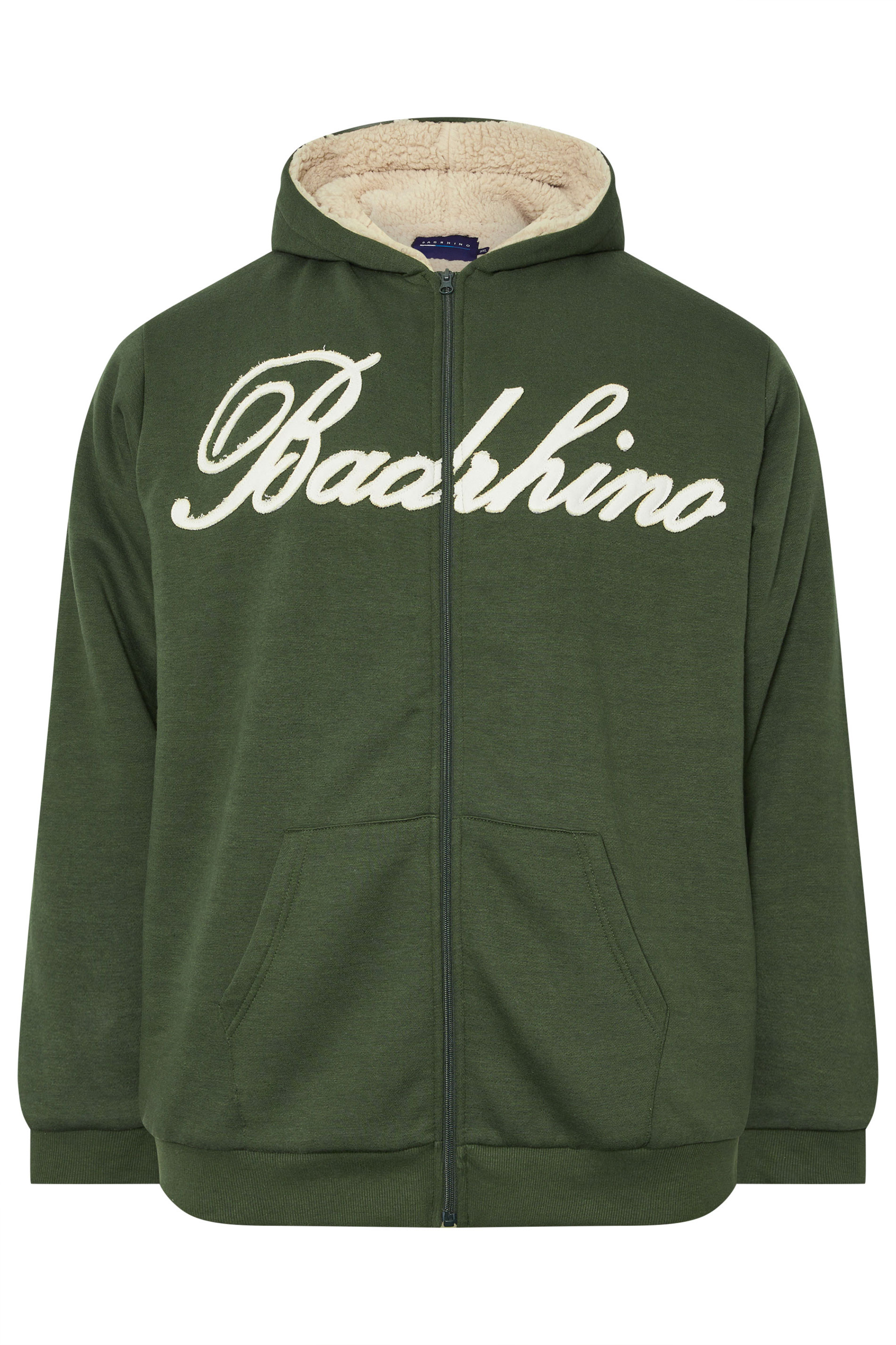 BadRhino Big & Tall Dark Green Borg Lined Zip Through Hoodie | BadRhino 6
