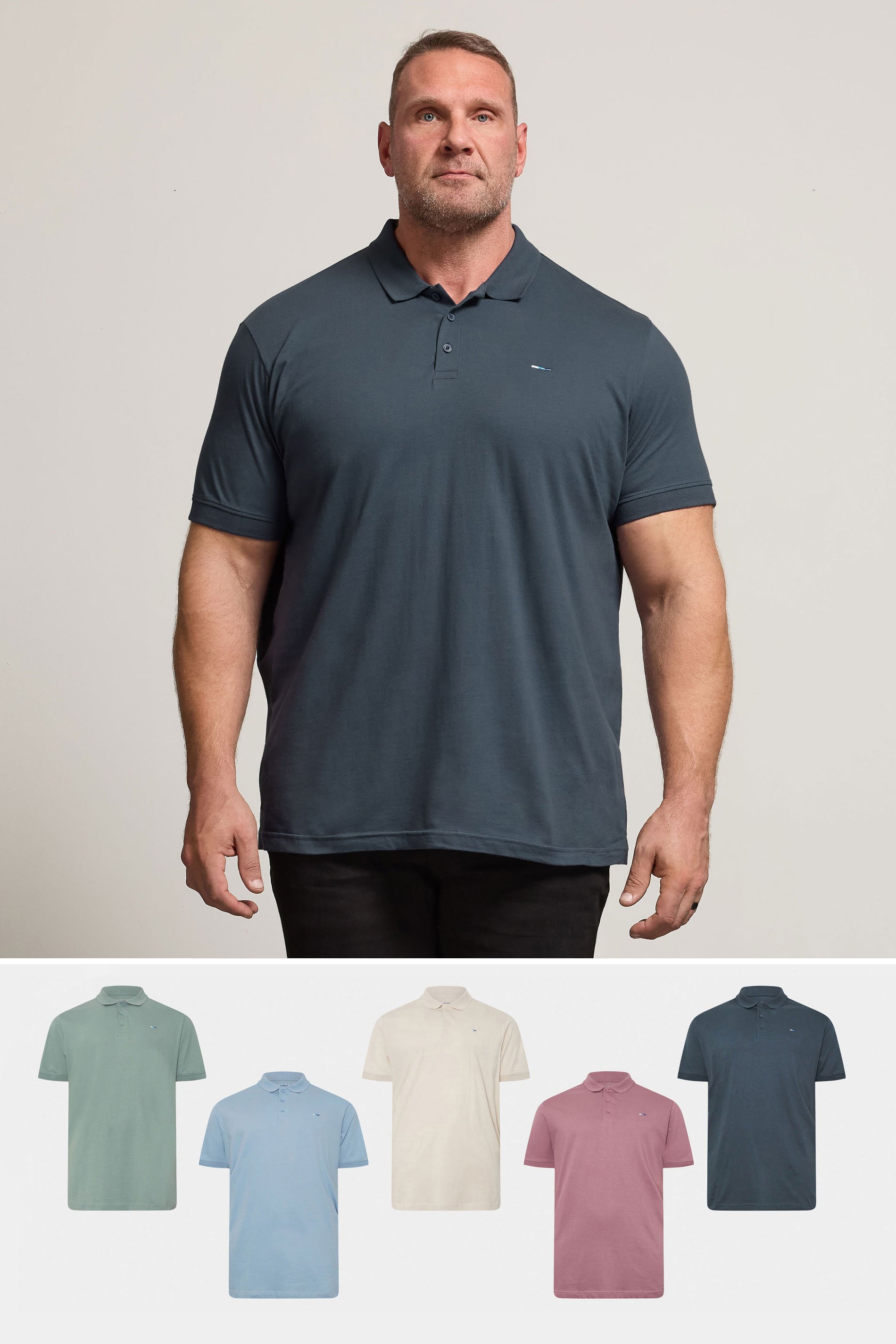 BadRhino Big & Tall 5 PACK Green & Blue JerseyPolo Shirts | BadRhino 1