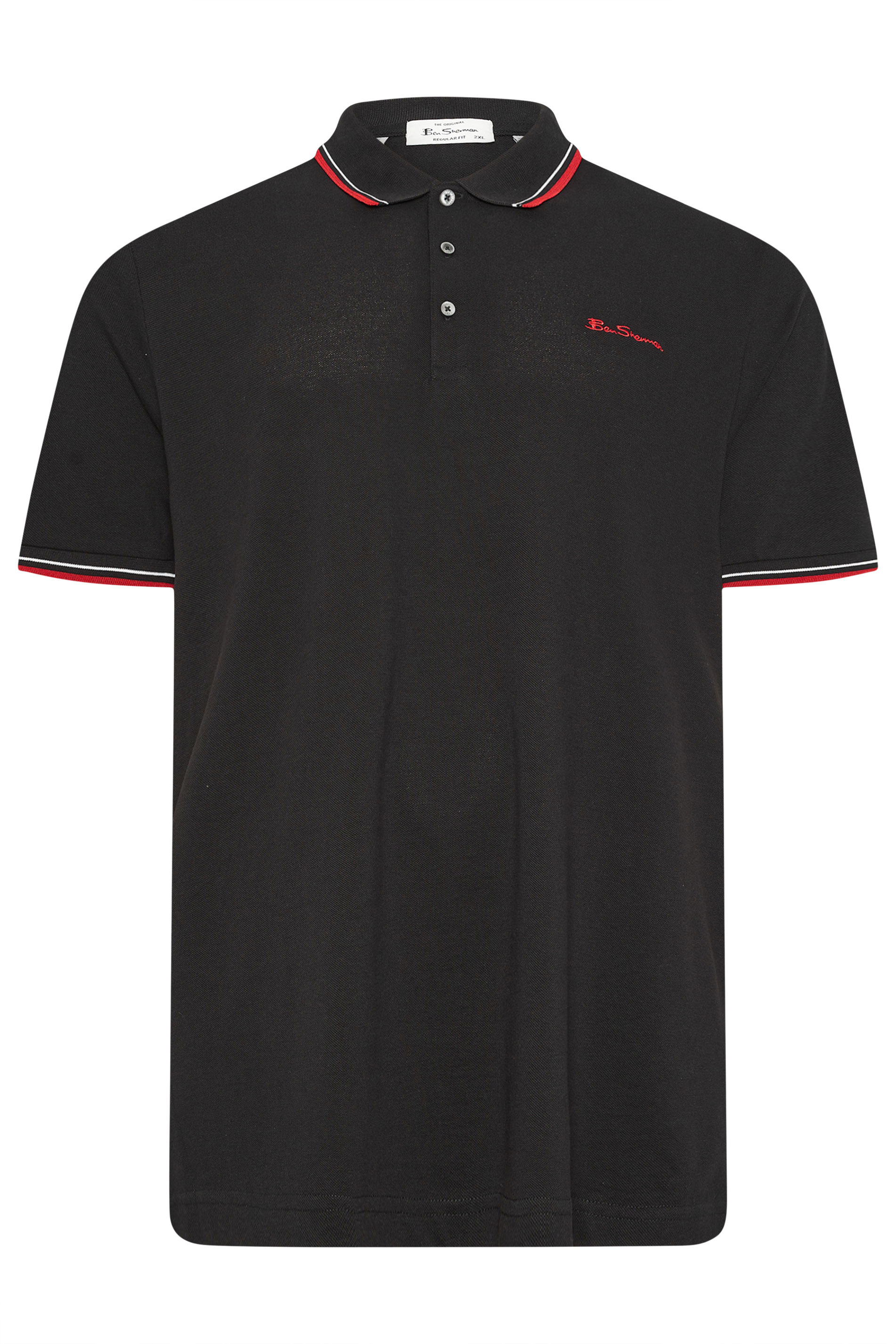 Ben Sherman Big & Tall Black Signature Pique Polo Shirt BadRhino 3