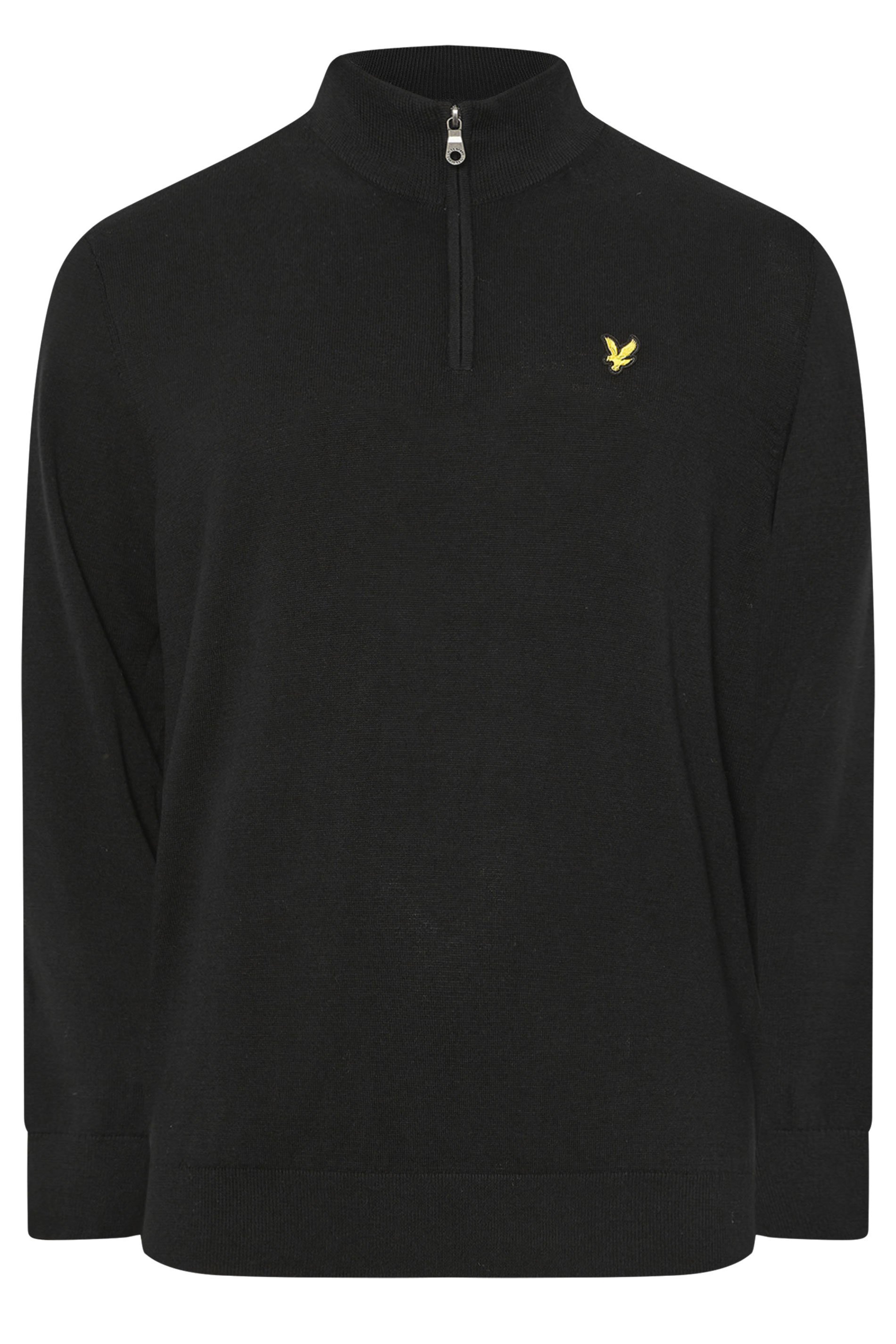 LYLE & SCOTT Big & Tall Black Quarter Zip Jumper | BadRhino 1