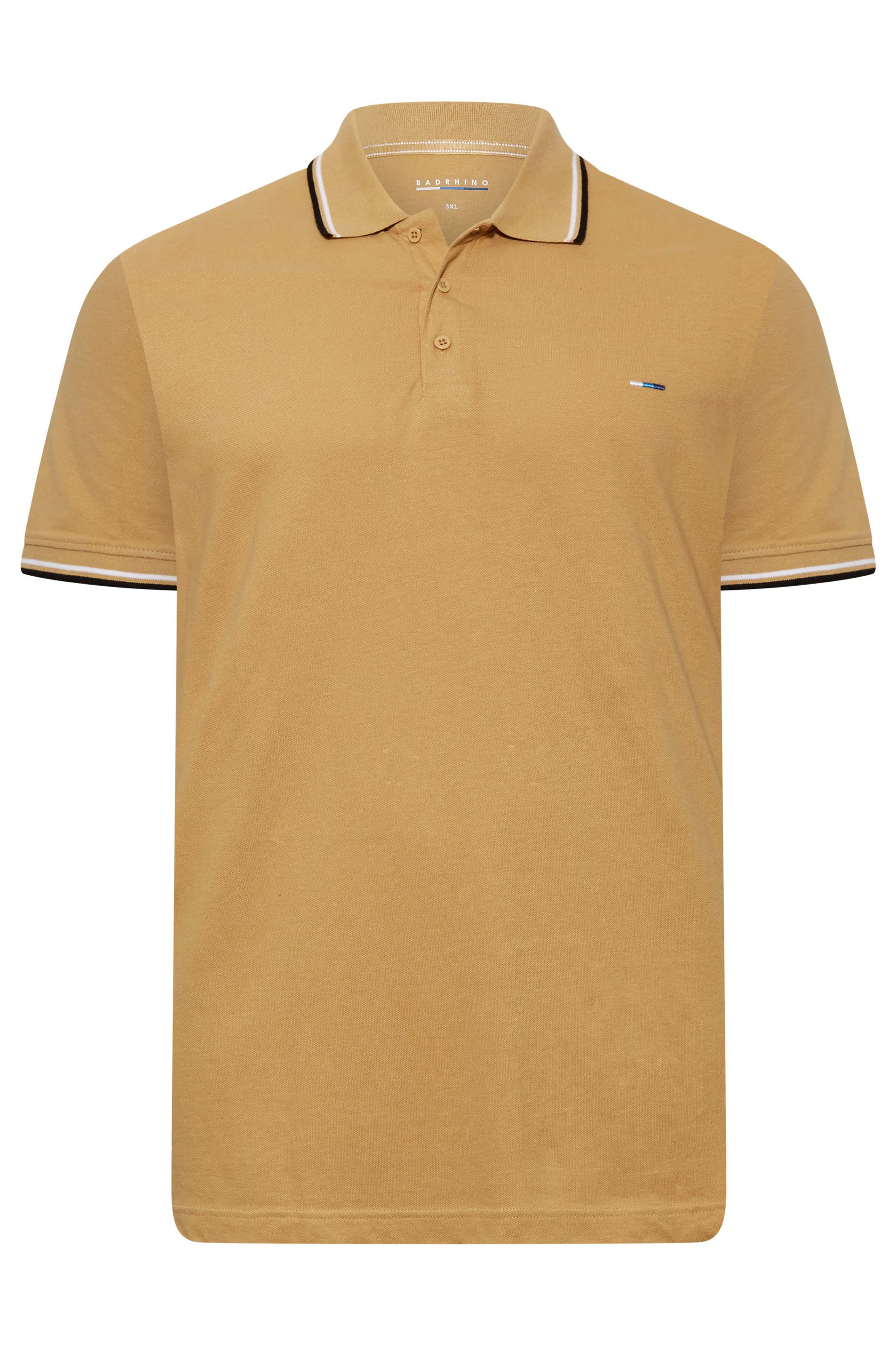 BadRhino Beige Brown Essential Tipped Polo Shirt | BadRhino 3