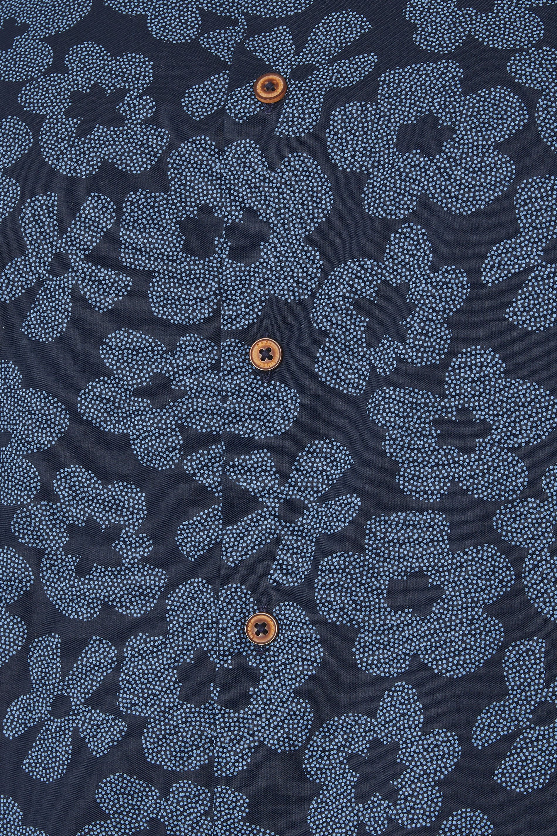BEN SHERMAN Big & Tall Navy Blue Floral Button Through Shirt | BadRhino 2