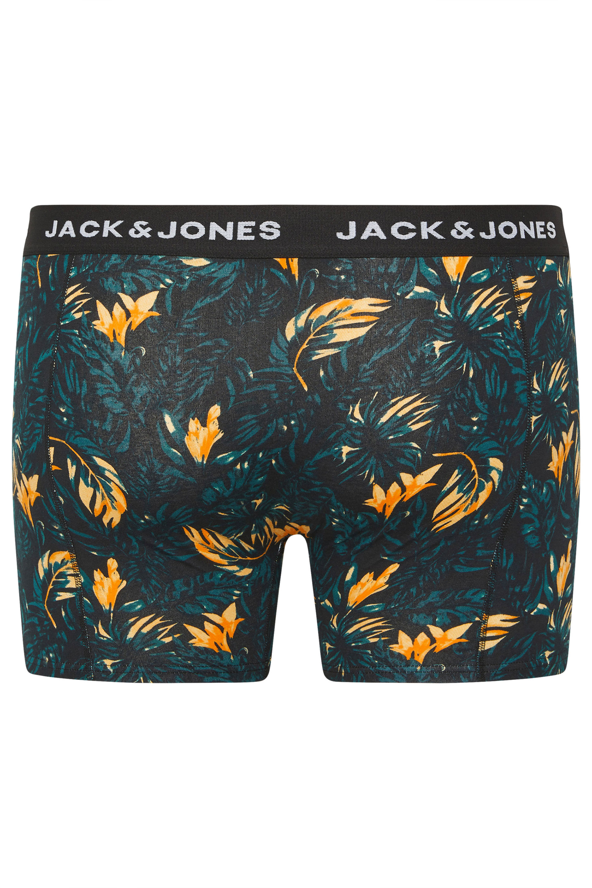 JACK & JONES Big & Tall 3 PACK Black & Teal Blue Printed Boxers | BadRhino 7