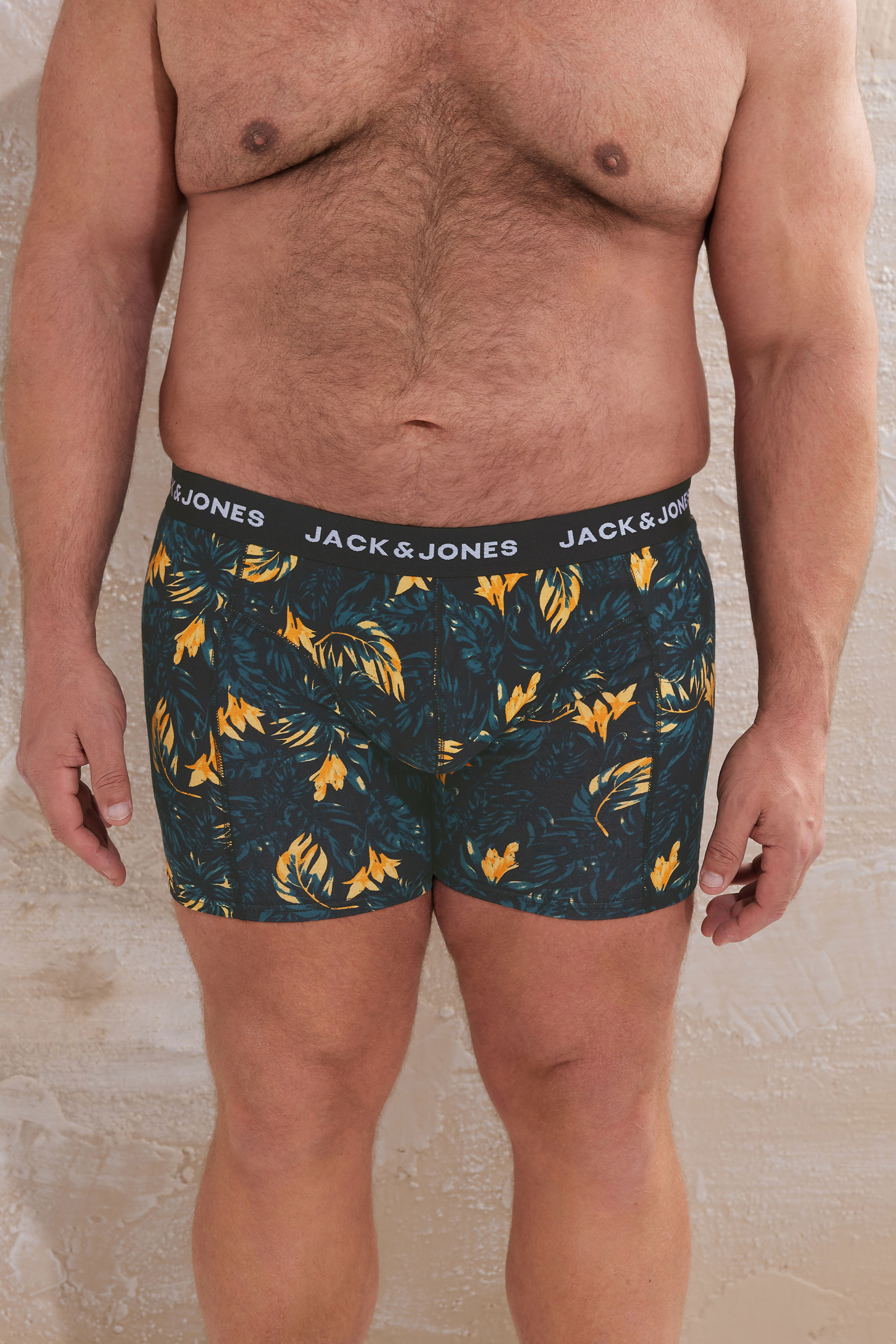 JACK & JONES Big & Tall 3 PACK Black & Teal Blue Printed Boxers | BadRhino 2
