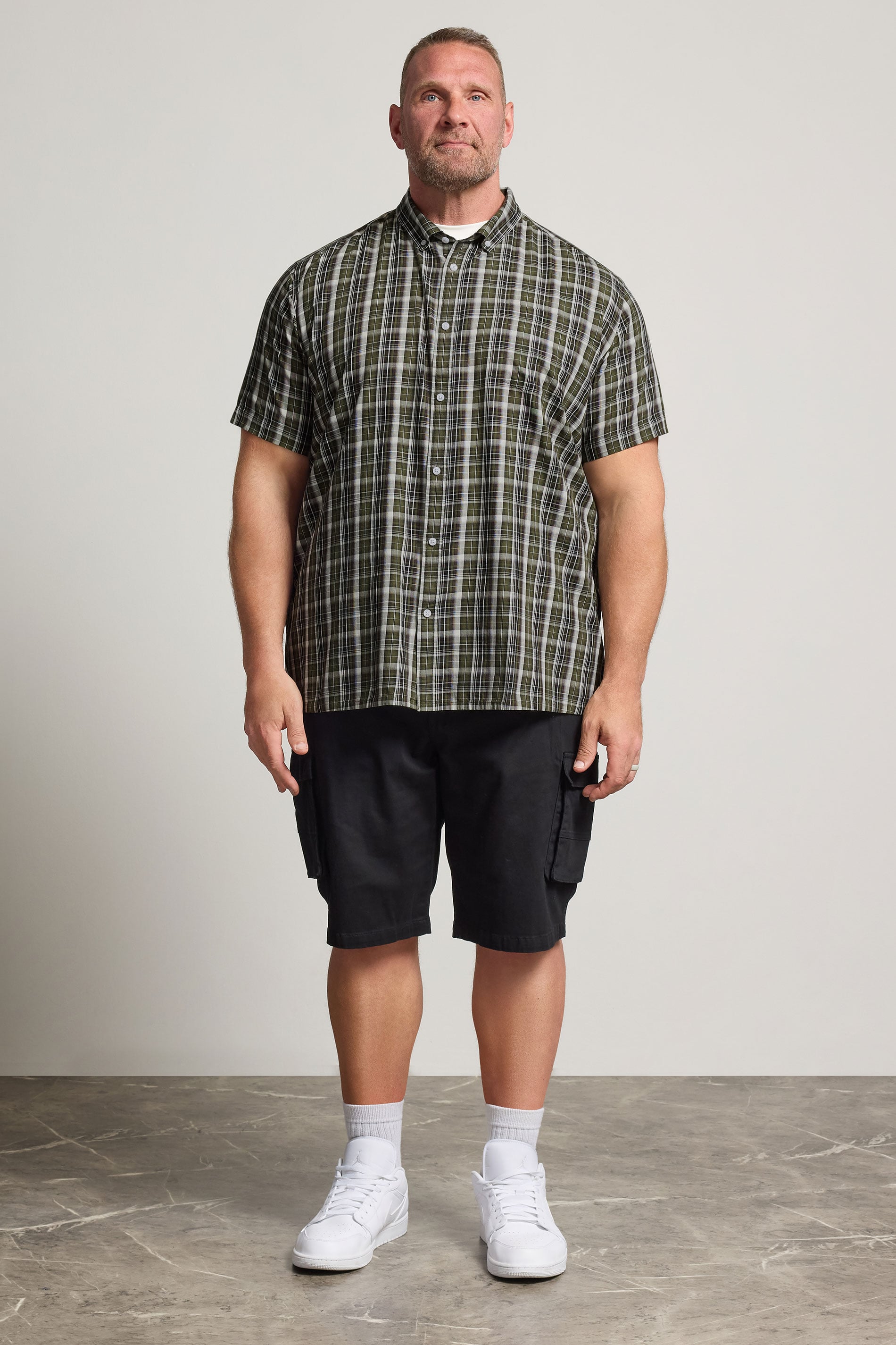 BadRhino Big & Tall Green Check Print Short Sleeve Shirt | BadRhino 1