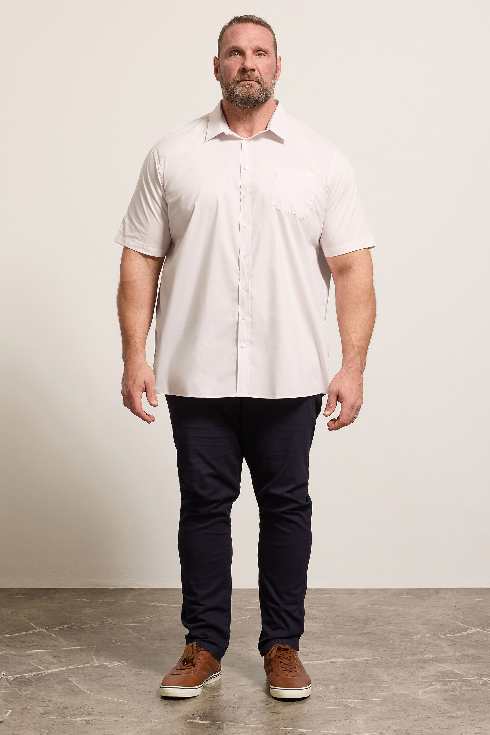 D555 Big & Tall Pink Short Sleeve Non Iron Stretch Shirt | BadRhino 1