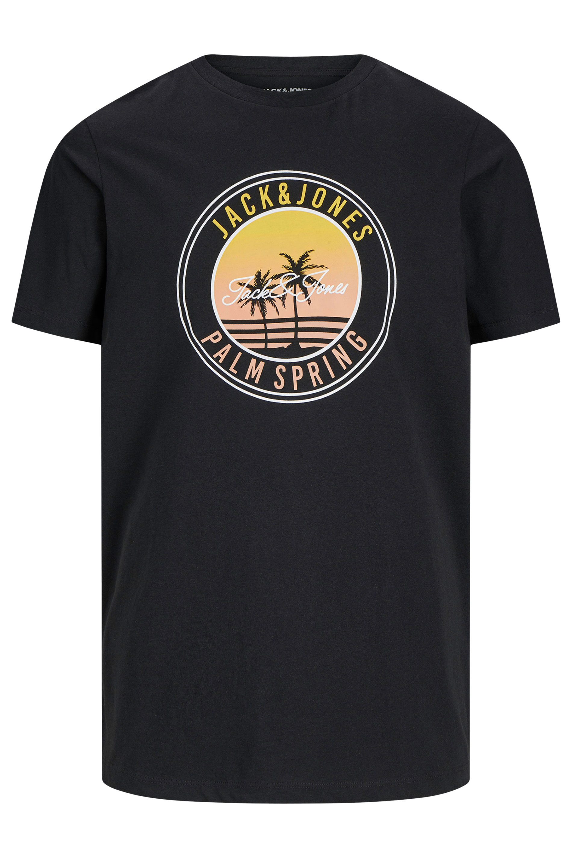 JACK & JONES Big & Tall Black 'Palm Spring' Print T-Shirt | Badrhino 2