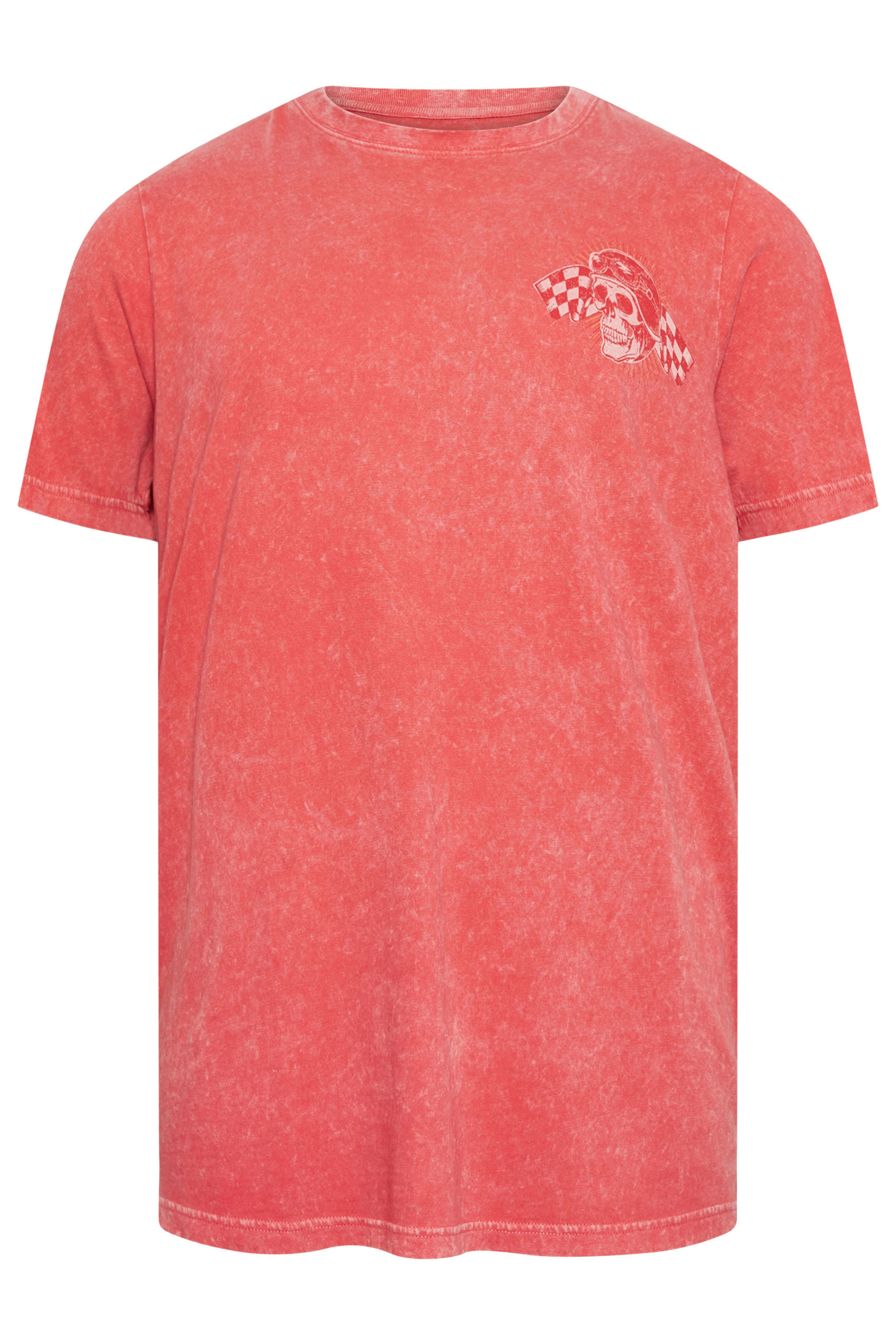BadRhino Big & Tall Red Acid Wash Skull Print T-Shirt | BadRhino 5