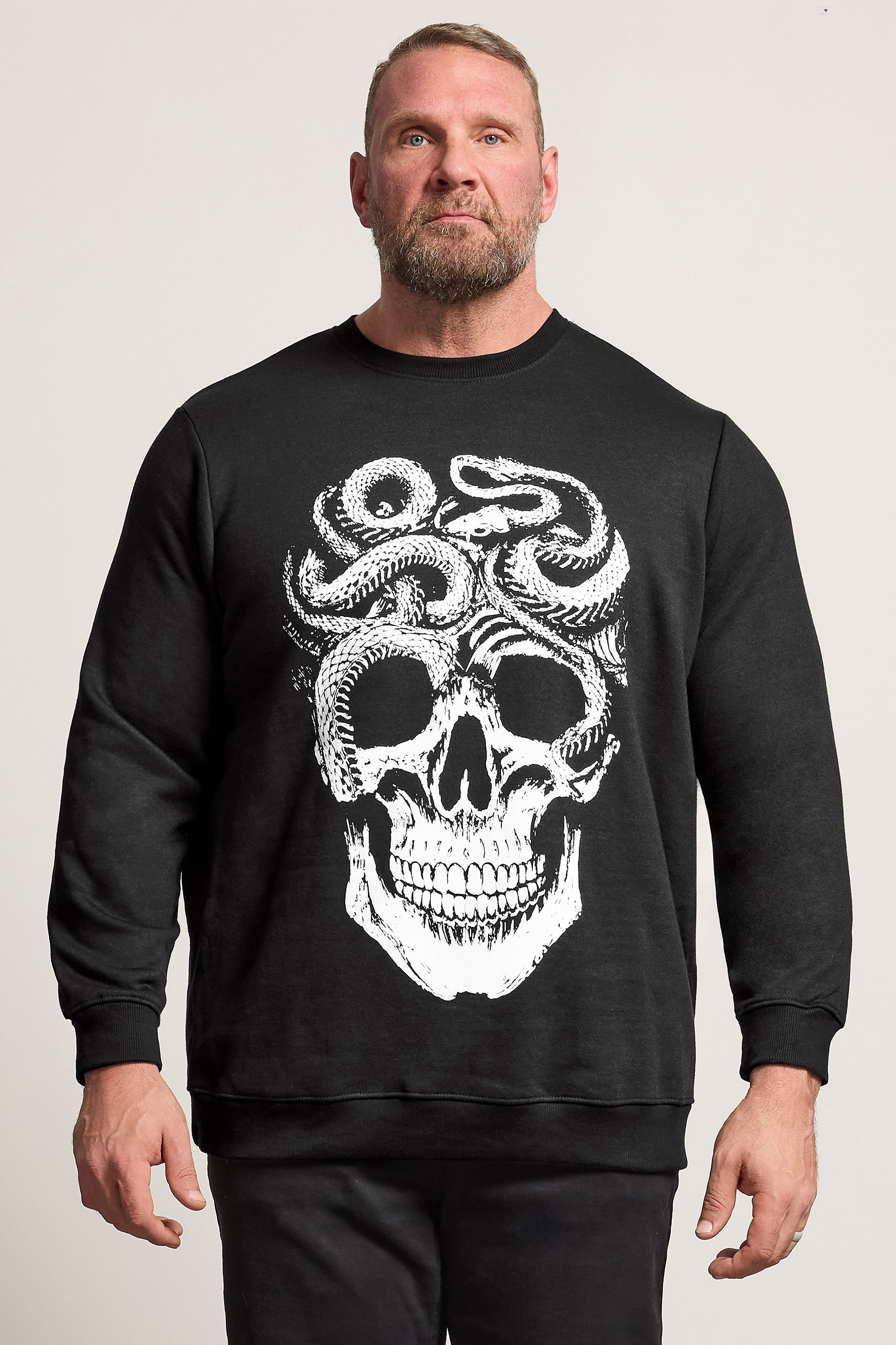 BadRhino Big & Tall Black Skull & Snake Graphic Sweatshirt | BadRhino 1