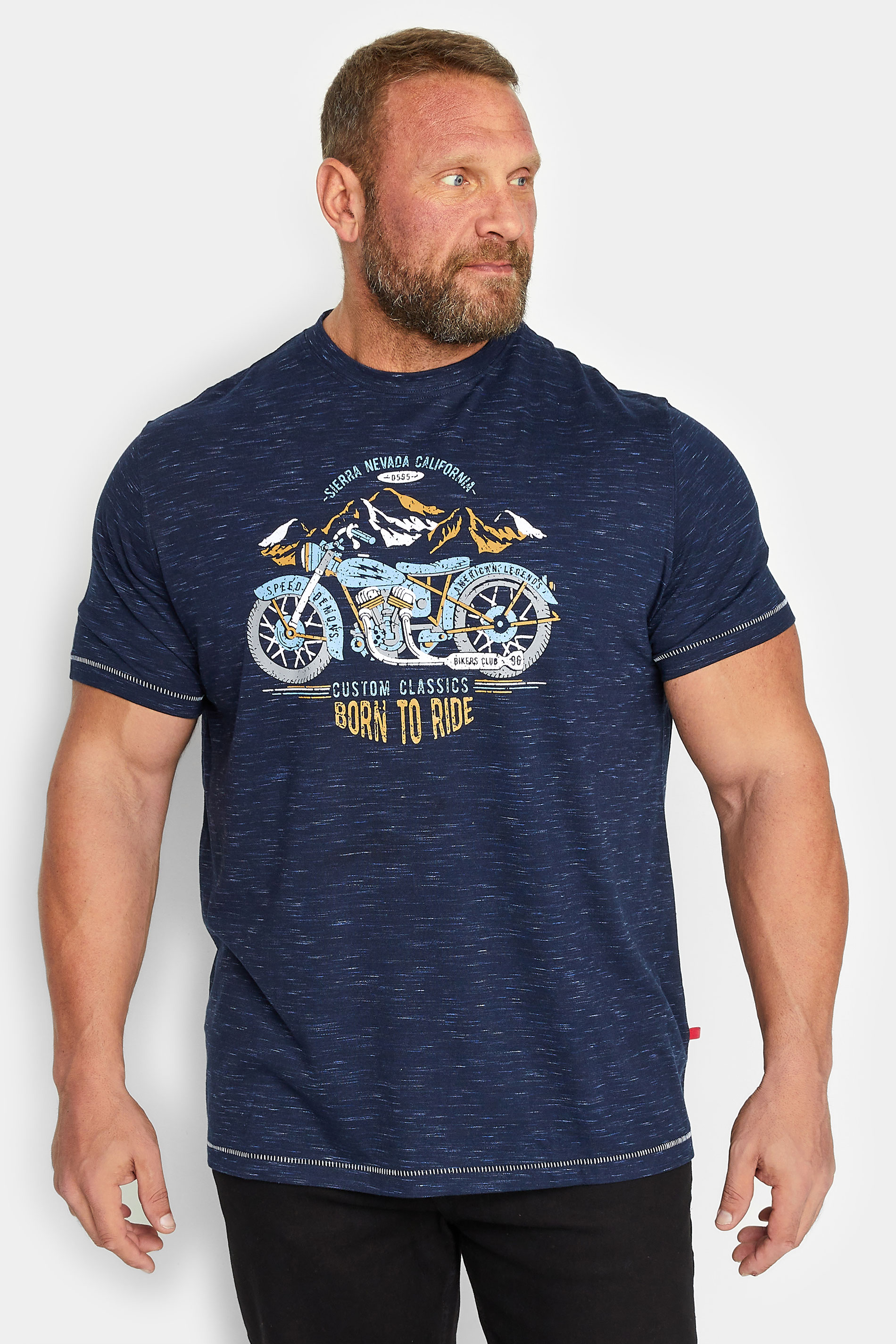 D555 Big & Tall Navy Blue Motorbike T-Shirt | BadRhino 1