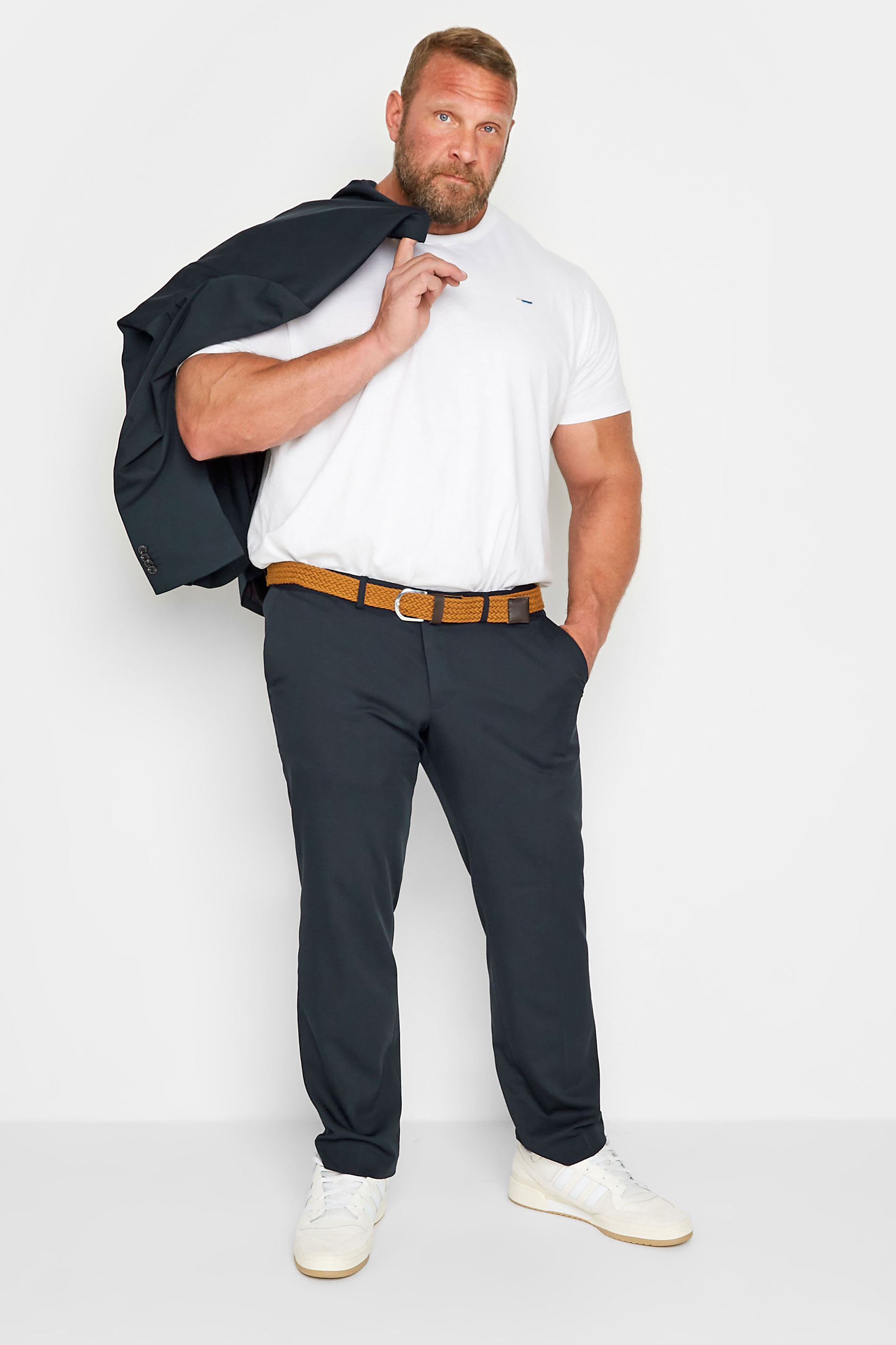 JACK & JONES PREMIUM Big & Tall Navy Blue Trousers | BadRhino 4