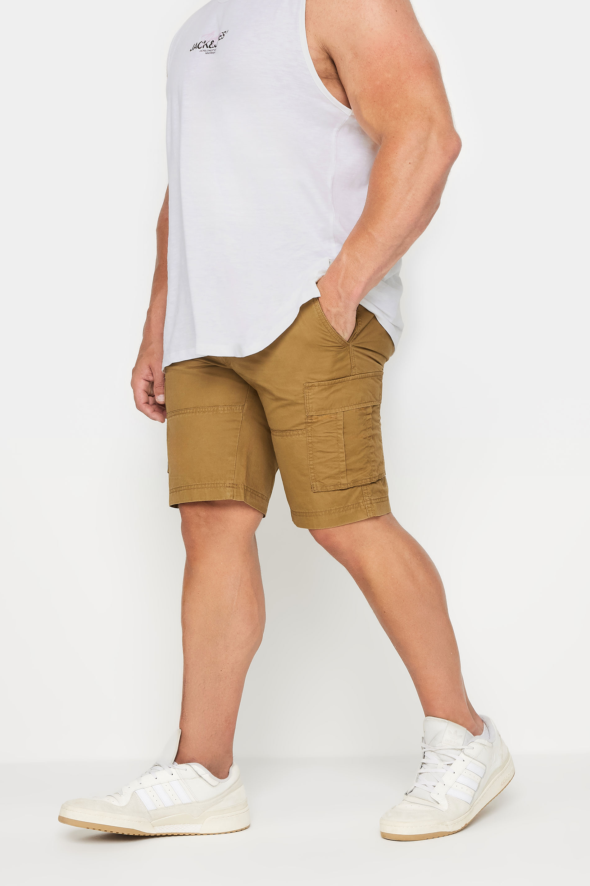 JACK & JONES Big & Tall Brown Cargo Shorts | BadRhino 1