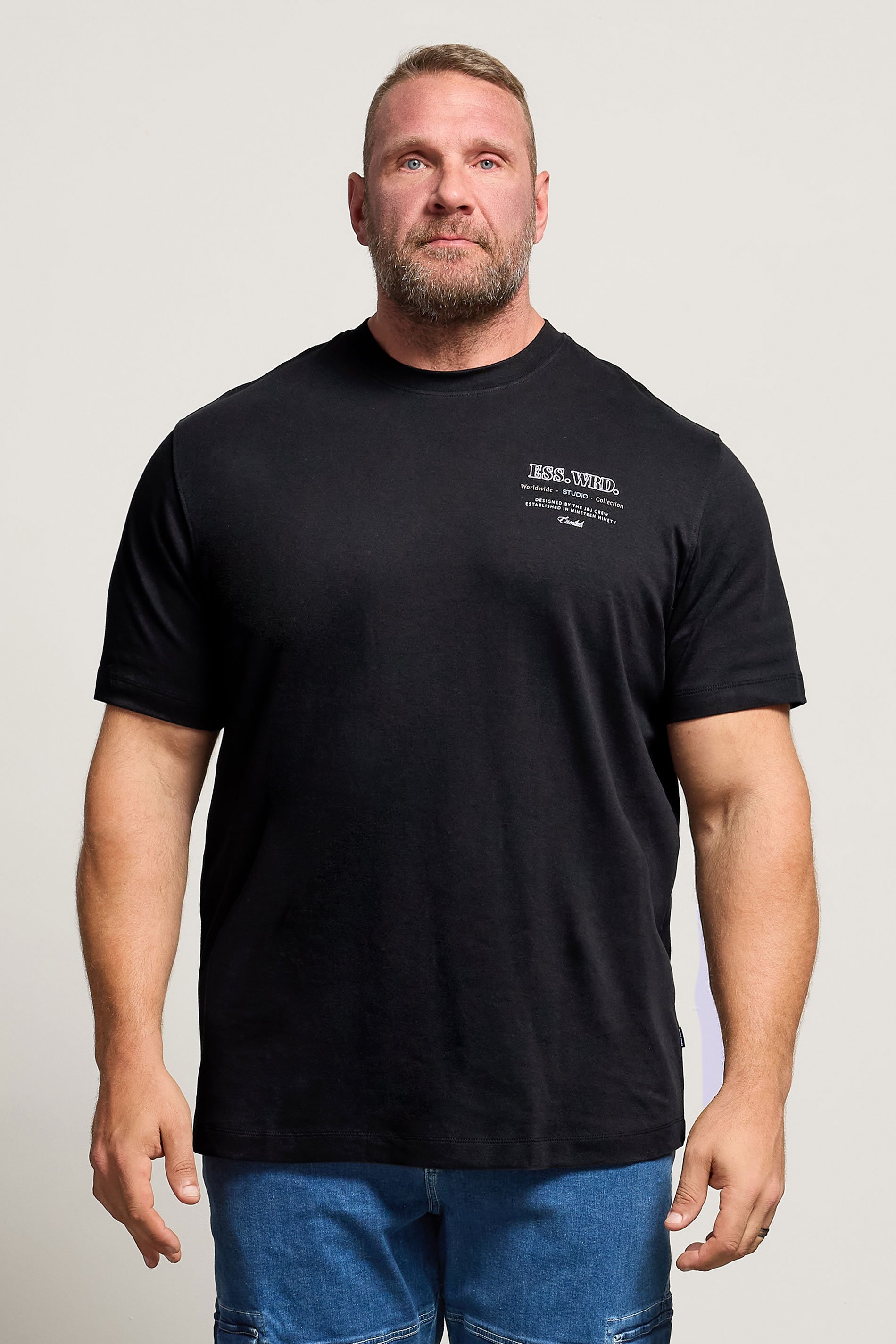 JACK & JONES Big & Tall Black Studio Graphic T-Shirt | BadRhino 1