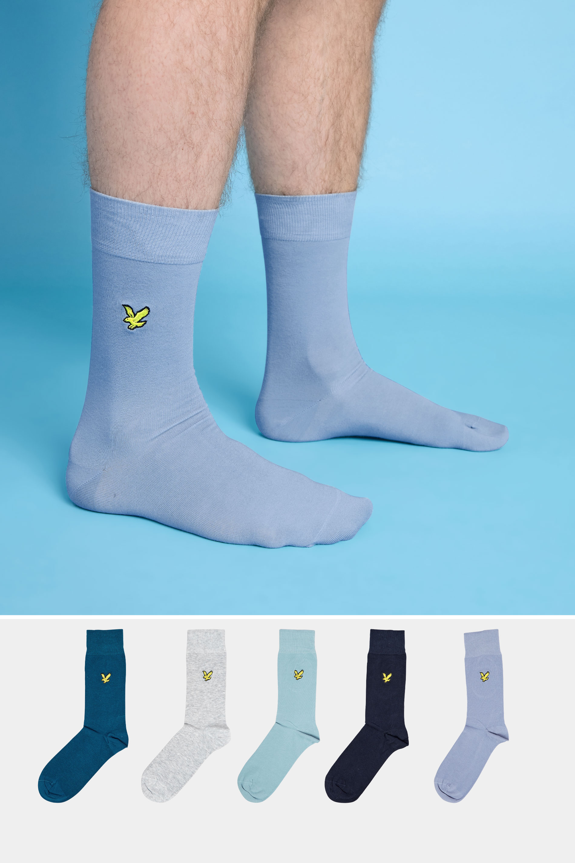 LYLE & SCOTT 5 PACK Blue Ankle Socks | BadRhino 1