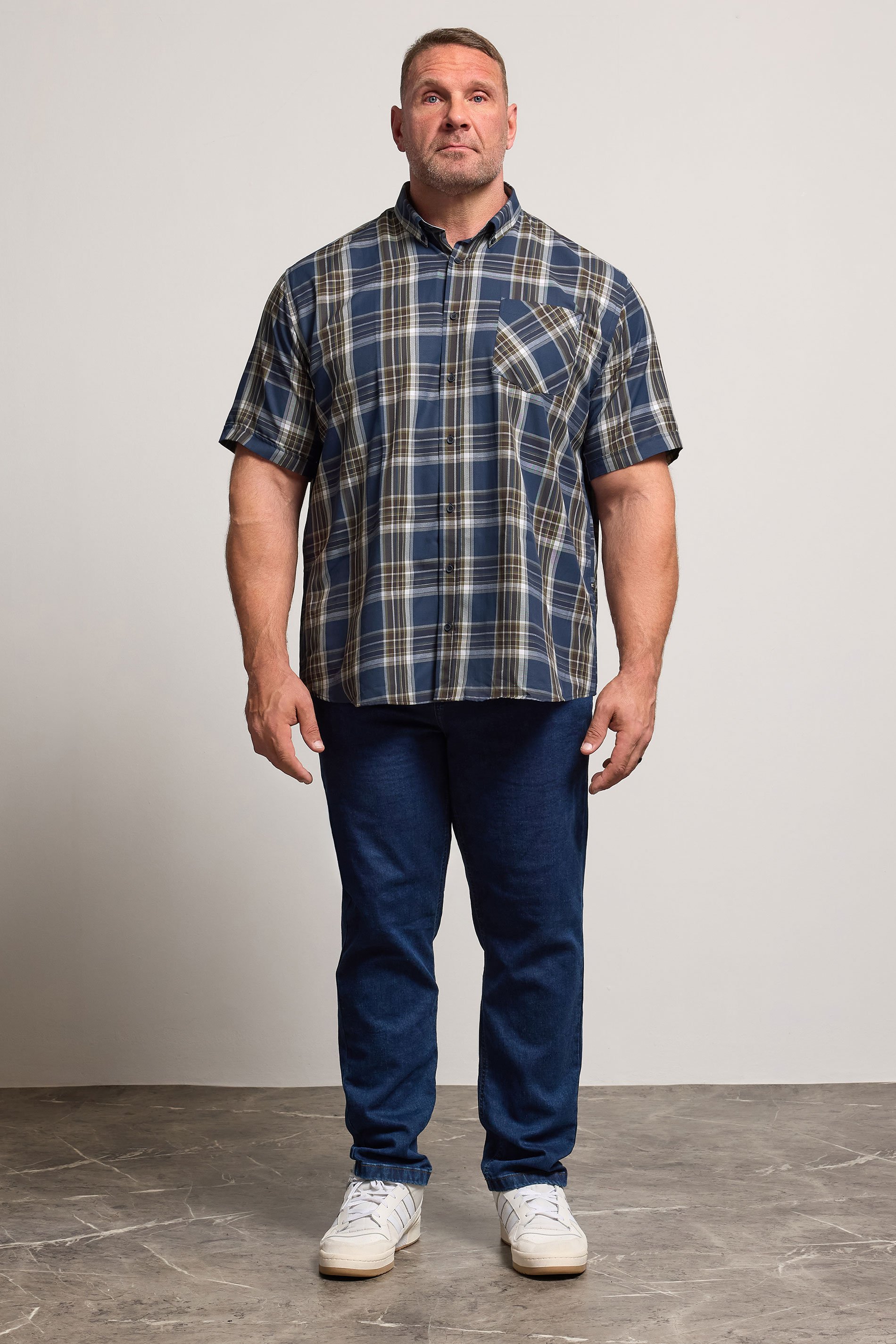 KAM Big & Tall Navy Blue Check Shirt | BadRhino 2