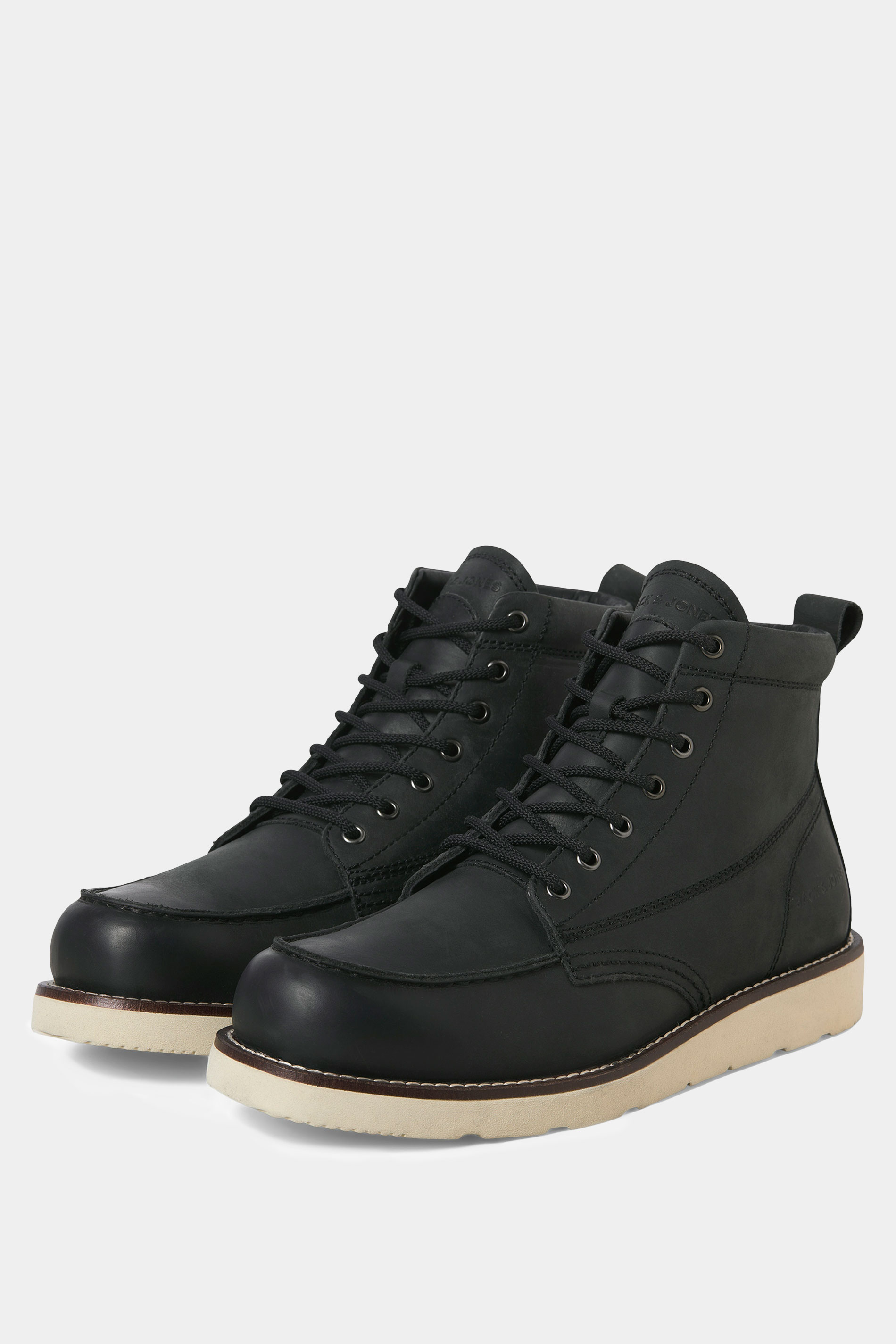 JACK & JONES Big & Tall Black Leather Toronto Boots | BadRhino 1