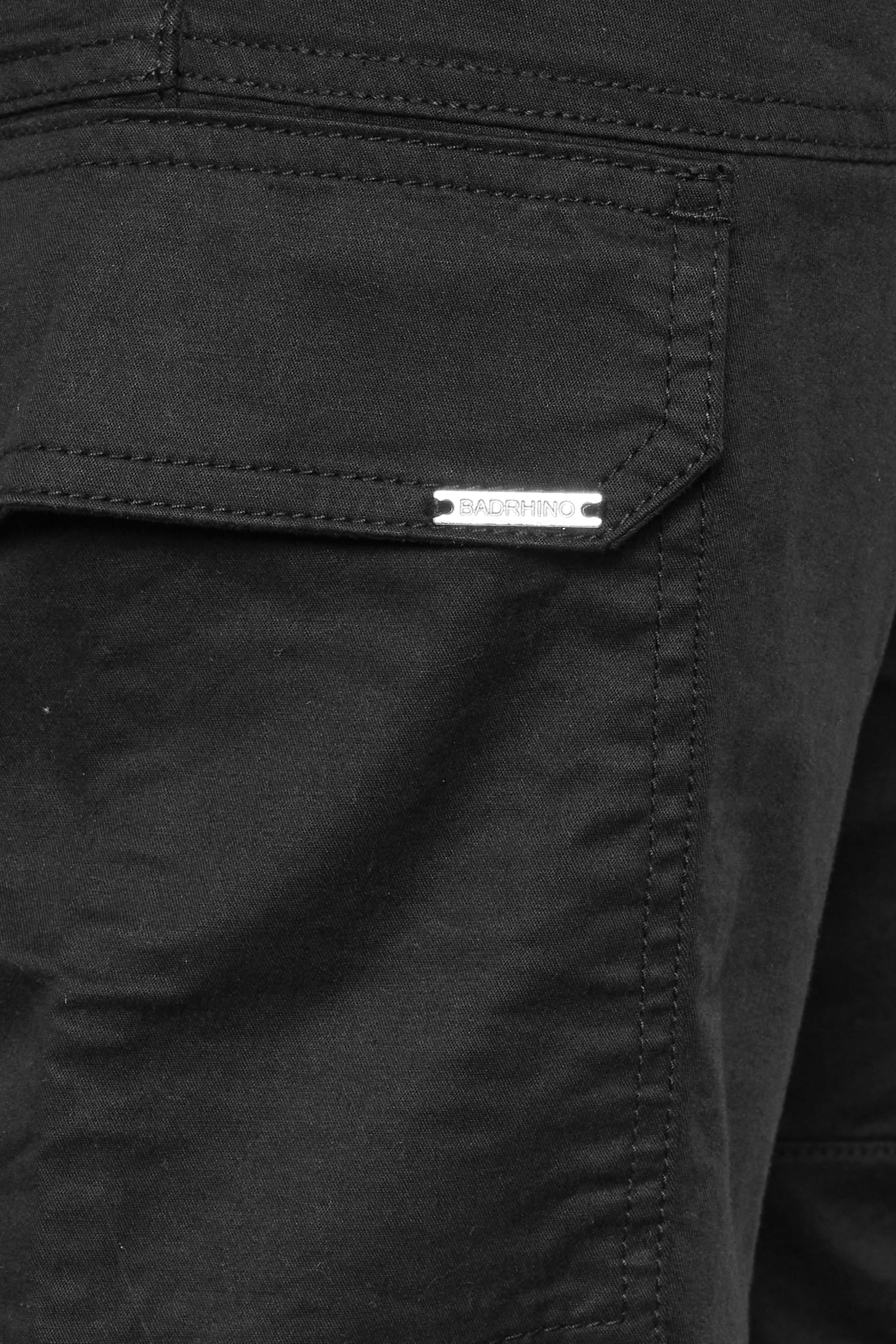 BadRhino Big & Tall Black Elasticated Waist Cuffed Cargo Trousers | BadRhino 3
