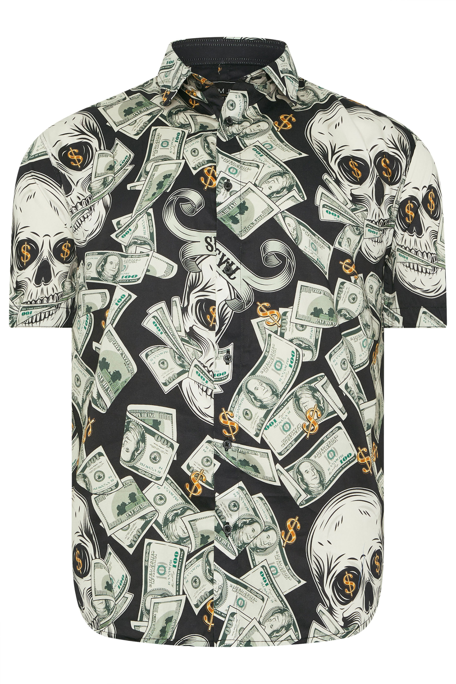 KAM Big & Tall Black Dollar Bills Print Shirt | BadRhino 4