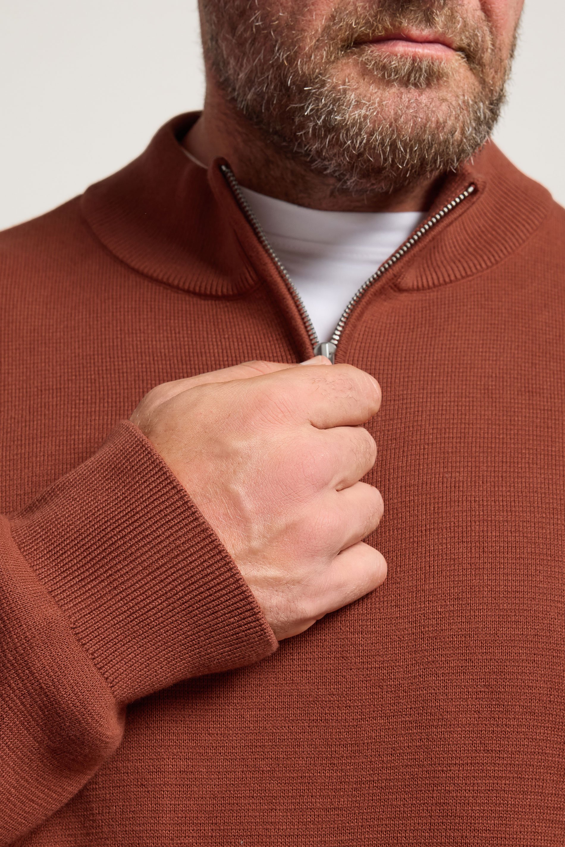 BadRhino Big & Tall Burnt Red Milano Quarter Zip Jumper | BadRhino 5