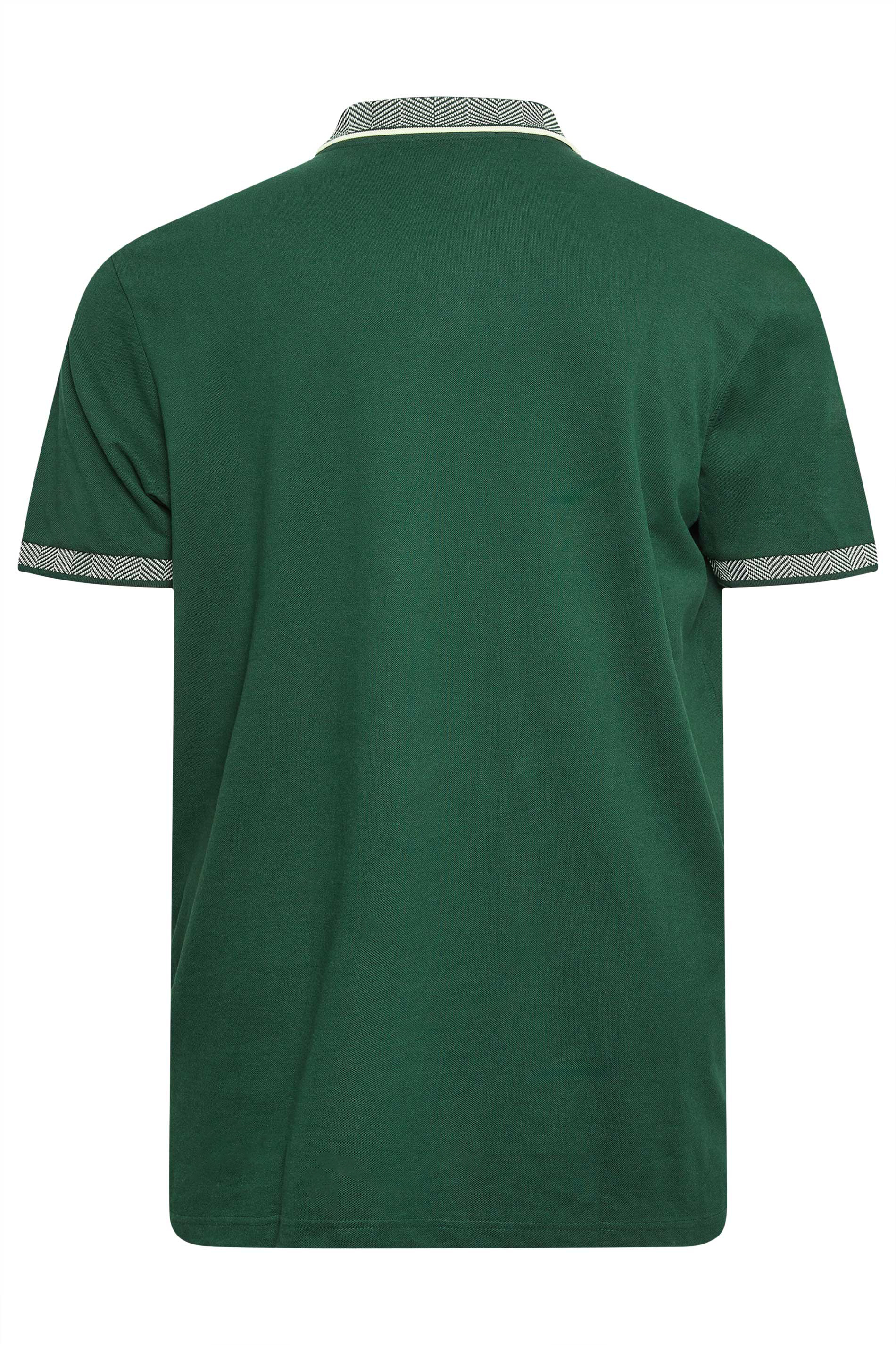 BEN SHERMAN Big & Tall Green Chevron Collar Polo Shirt | BadRhino 3