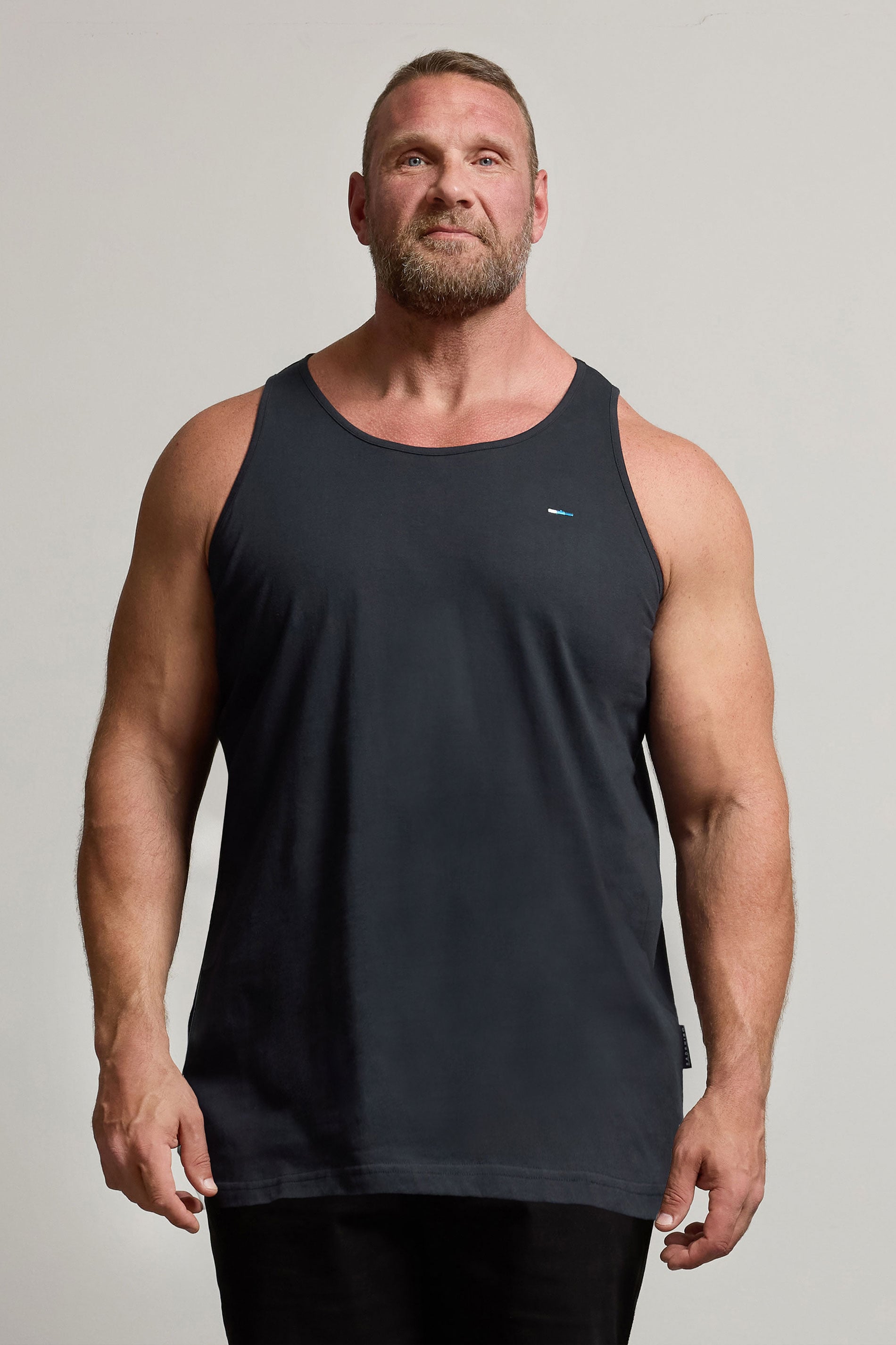 BadRhino Big & Tall Navy Blue Extra Long Plain Vest Top | BadRhino 3