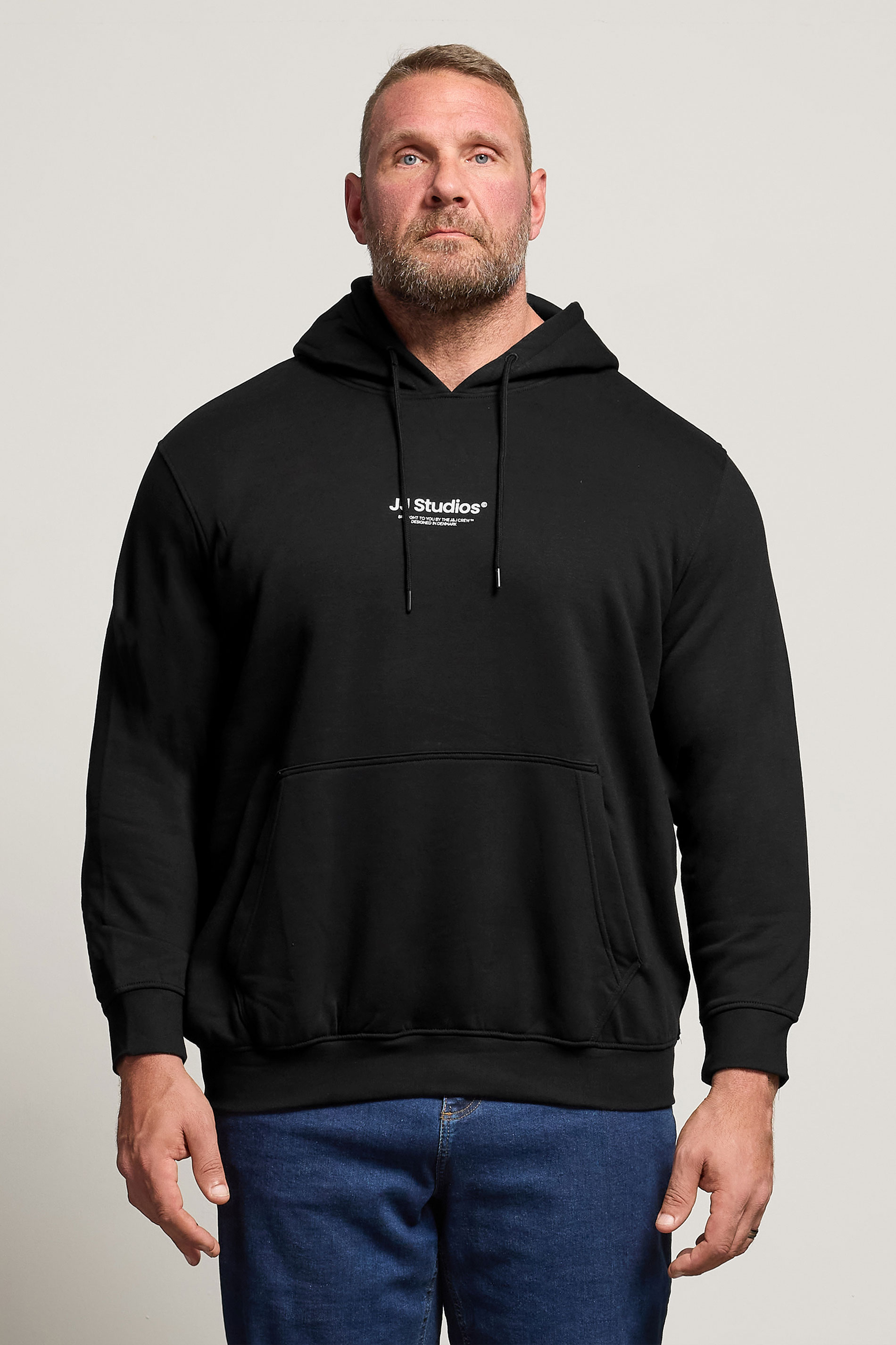 Jack & Jones Big & Tall Black JJ Studio Hoodie | BadRhino 1