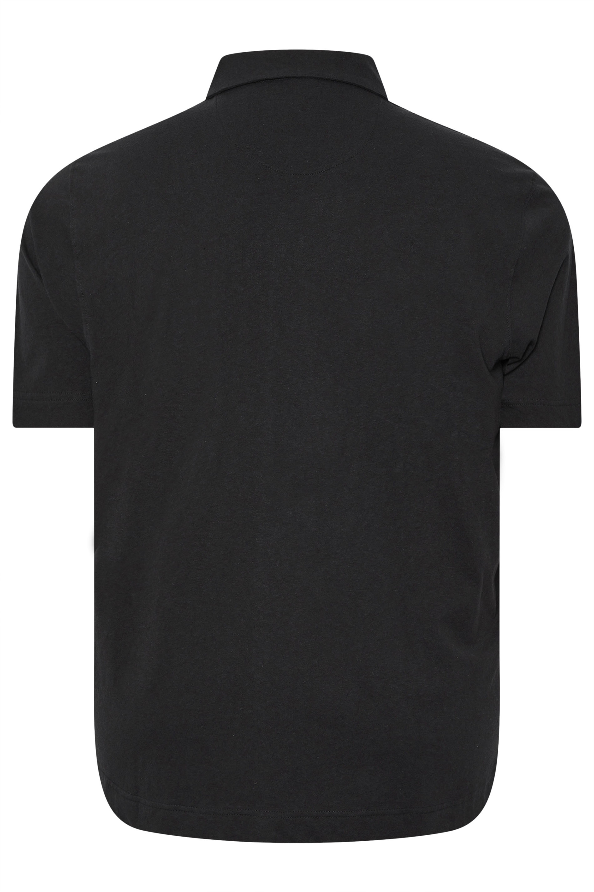 STUDIO A Big & Tall Black Linen Revere Polo Shirt 4