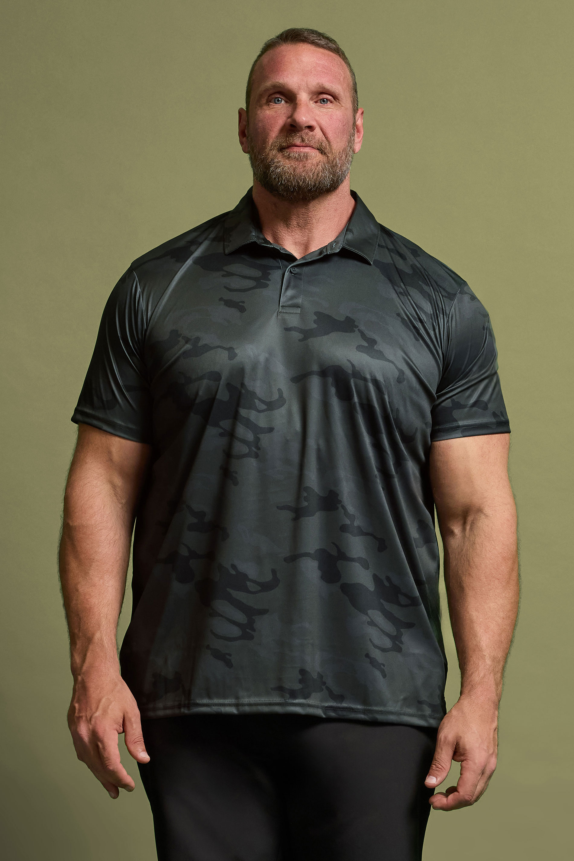 BadRhino Golf Big & Tall Black Camo Print Polo Shirt | BadRhino 1