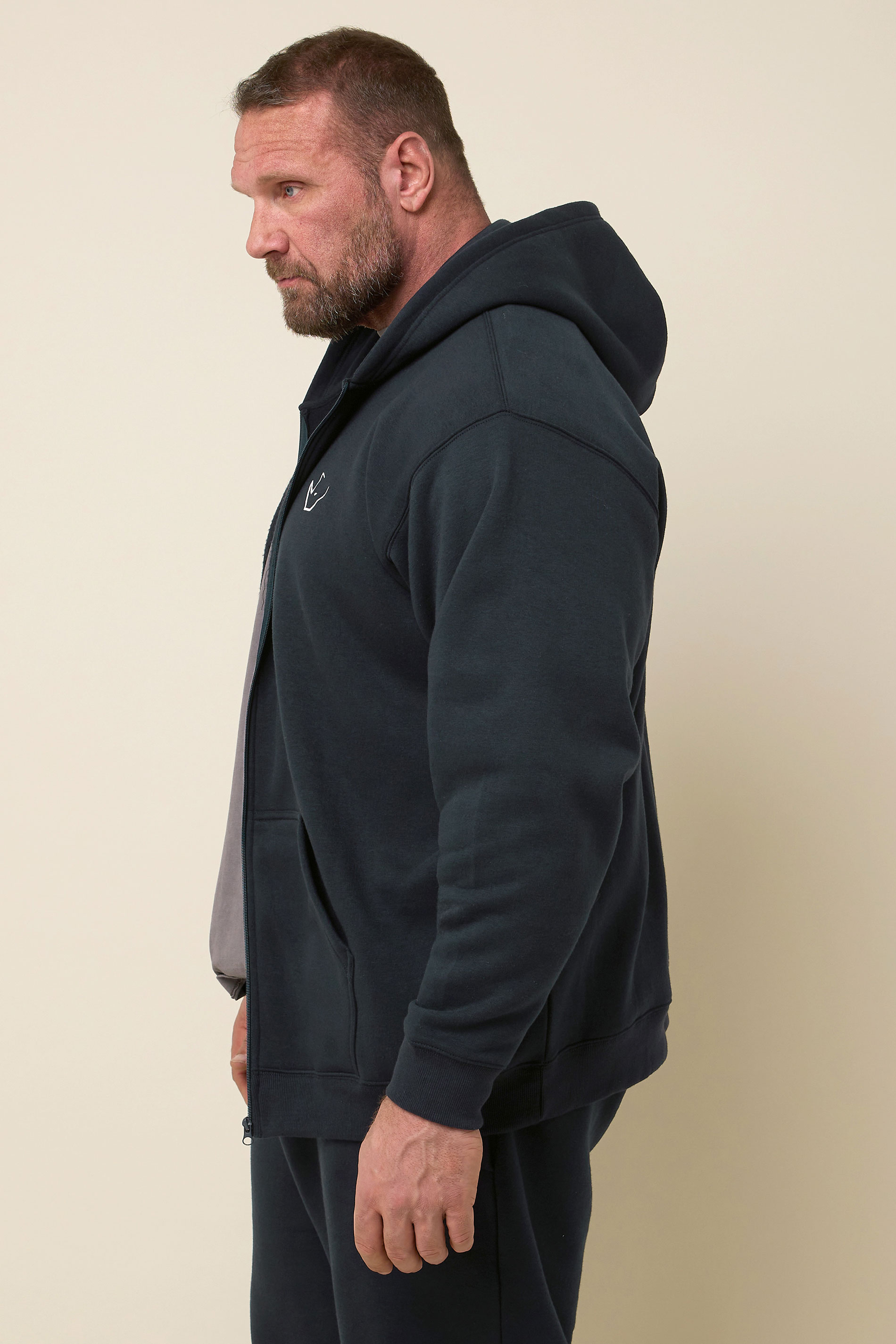 IronRhino Big & Tall Navy Blue 'Rest Day' Zip Through Hoodie | BadRhino 5
