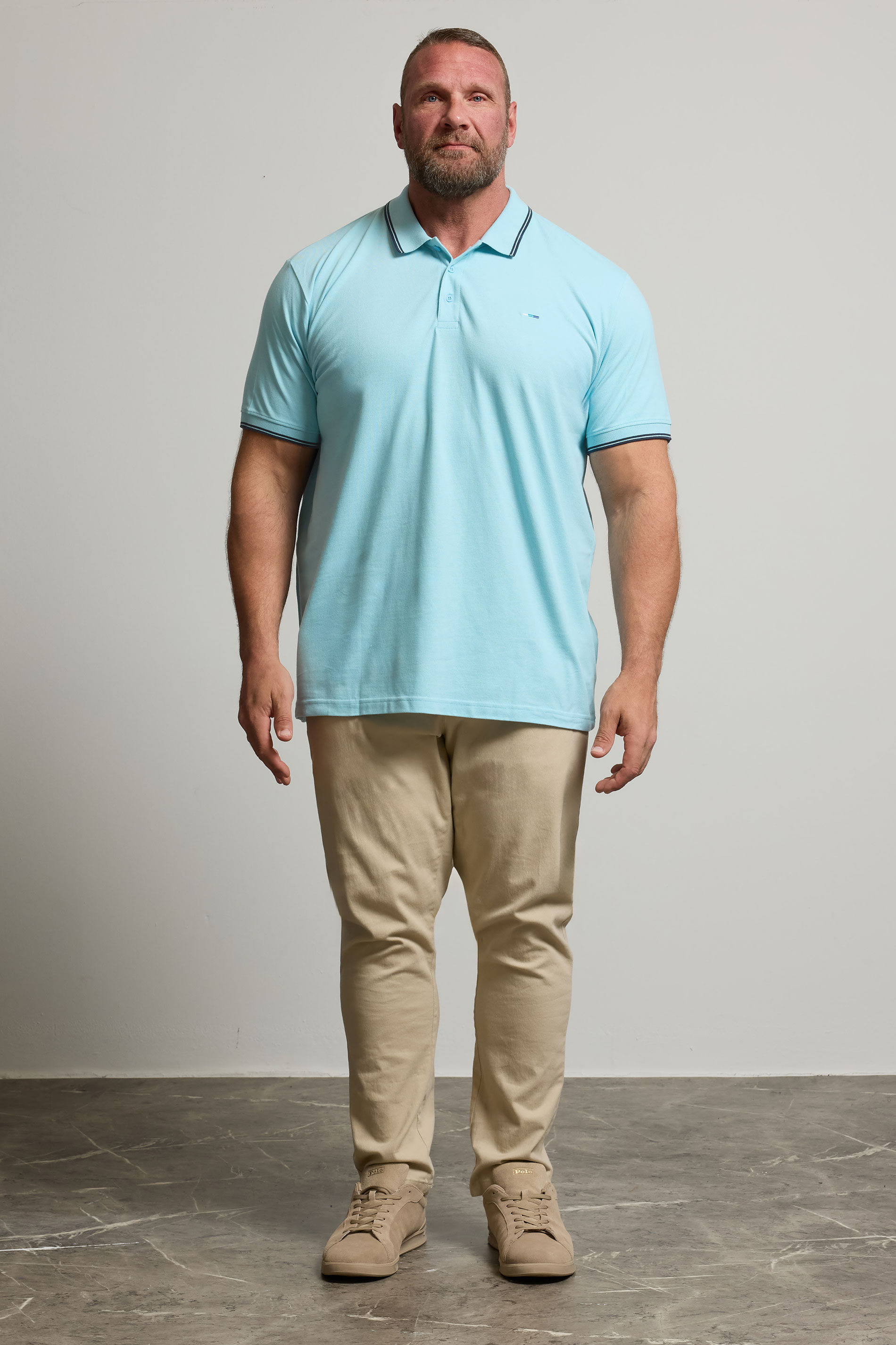 BadRhino Big & Tall 3 Pack Blue & Orange Tipped Polo Shirts | BadRhino 3