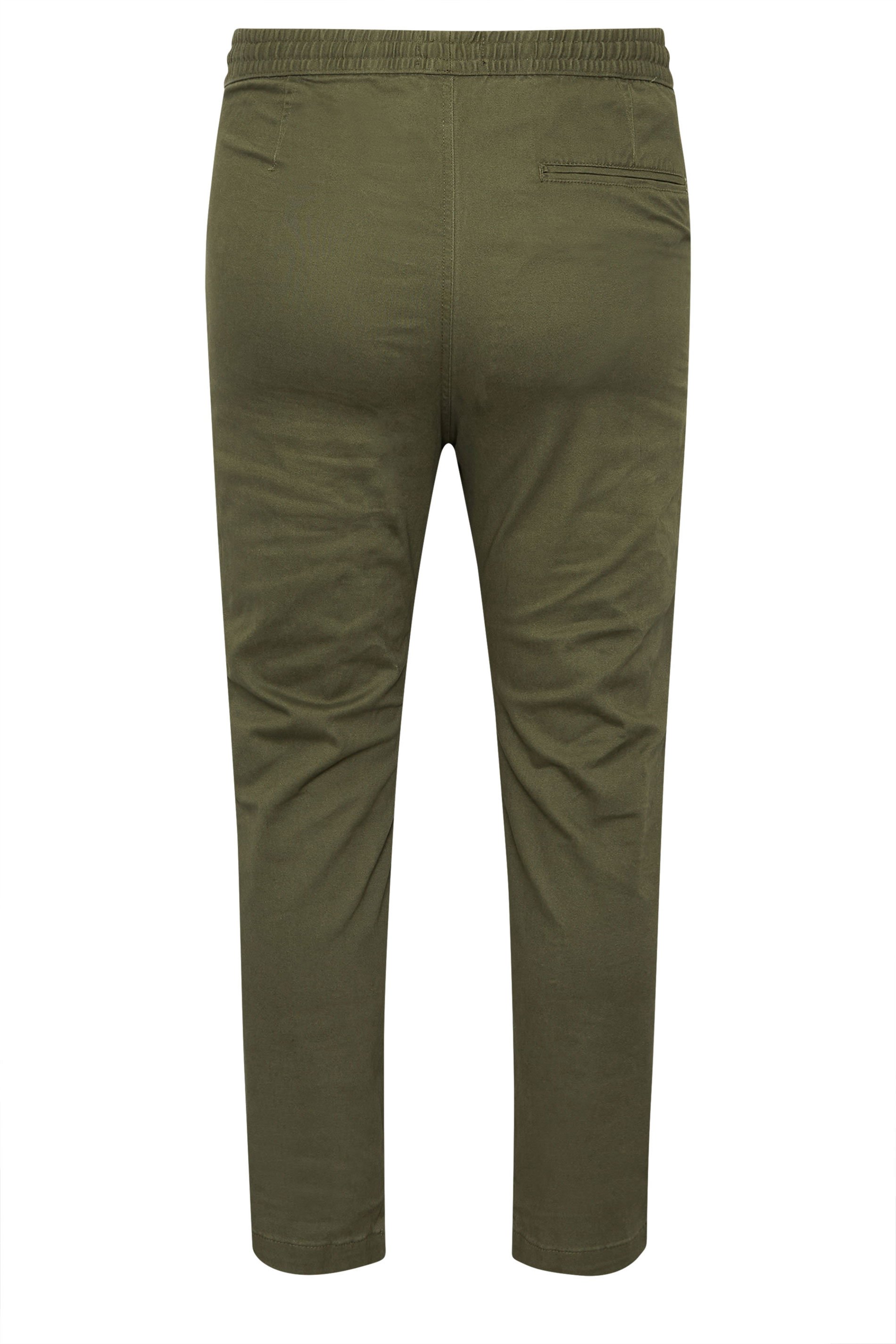 BadRhino Big & Tall Olive Green Elasticated Waist Chinos | BadRhino 2