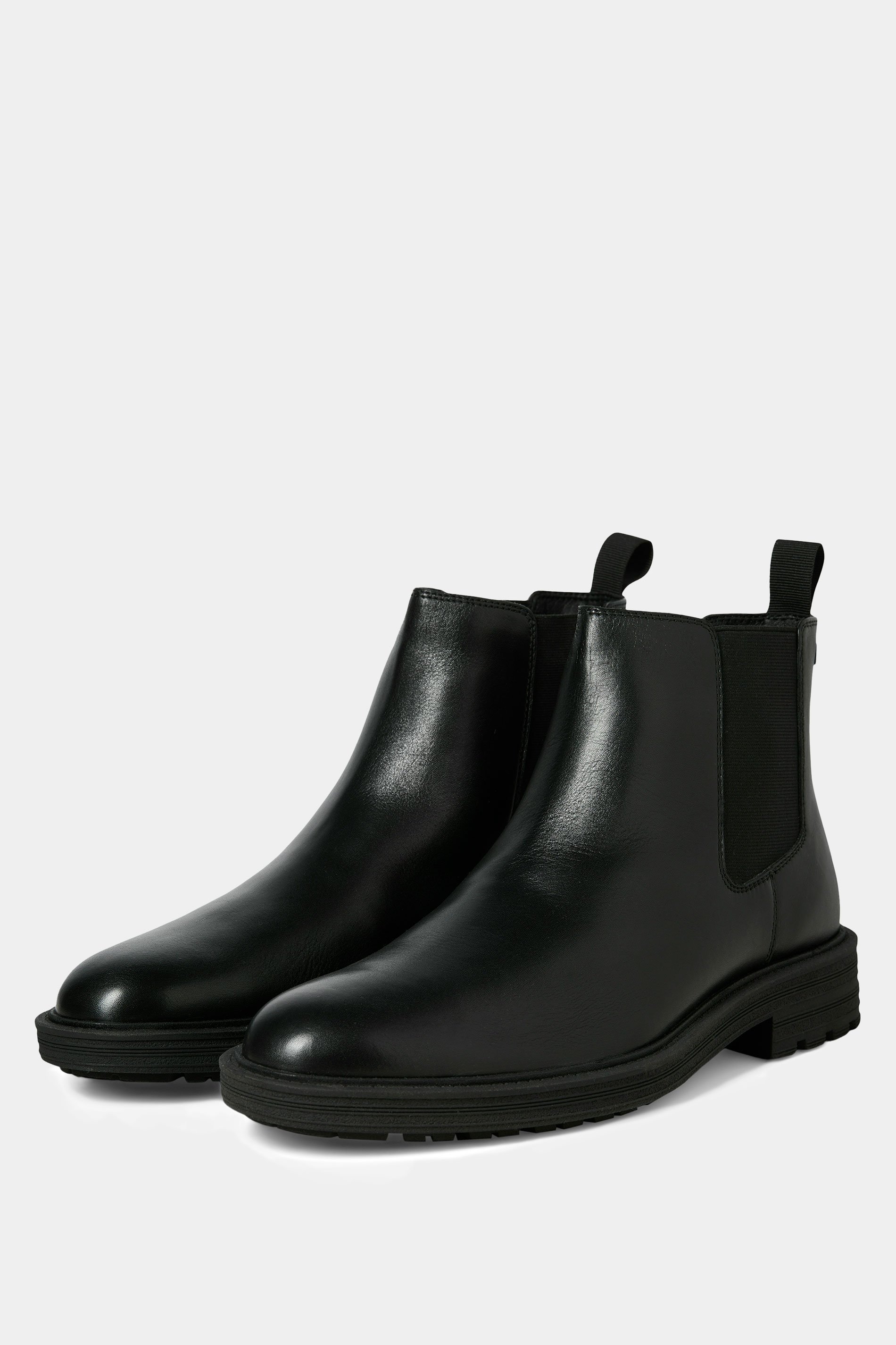 JACK & JONES Black Leather Chelsea Boot | BadRhino 1
