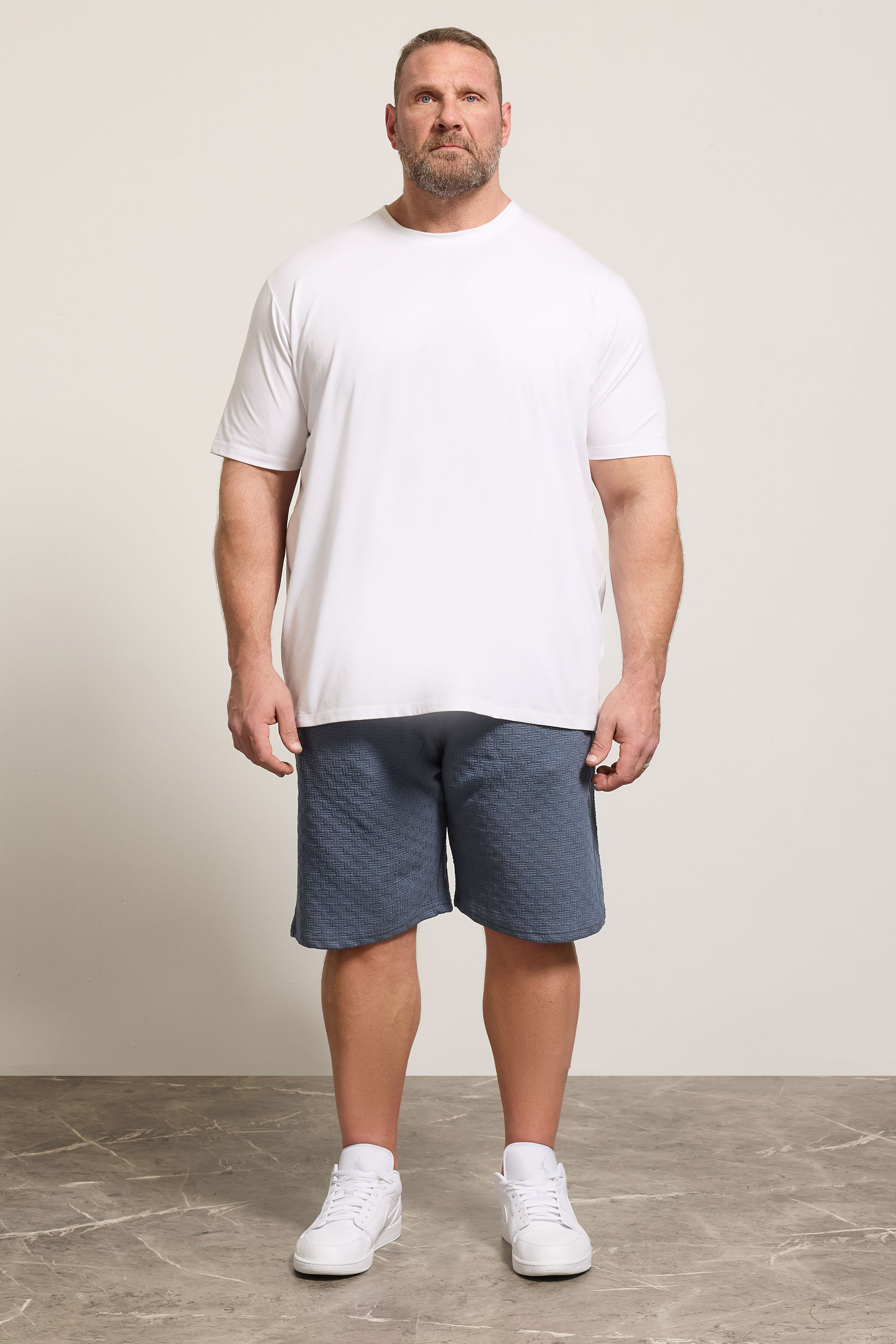 KAM Big & Tall Indigo Blue Jacquard Textured Shorts | BadRhino 1