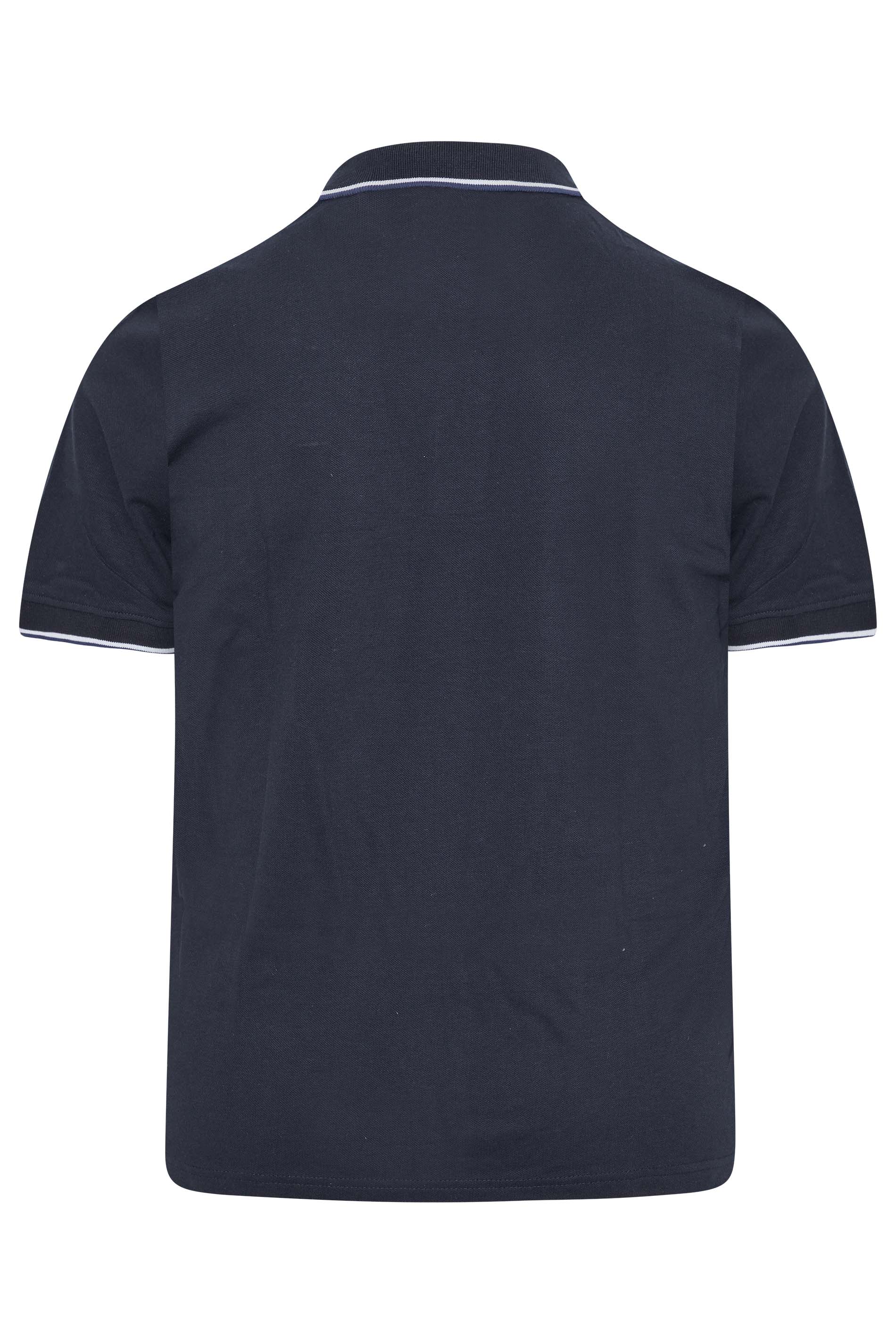 BadRhino Navy Blue 3 Pack Essential Tipped Polo Shirts | BadRhino