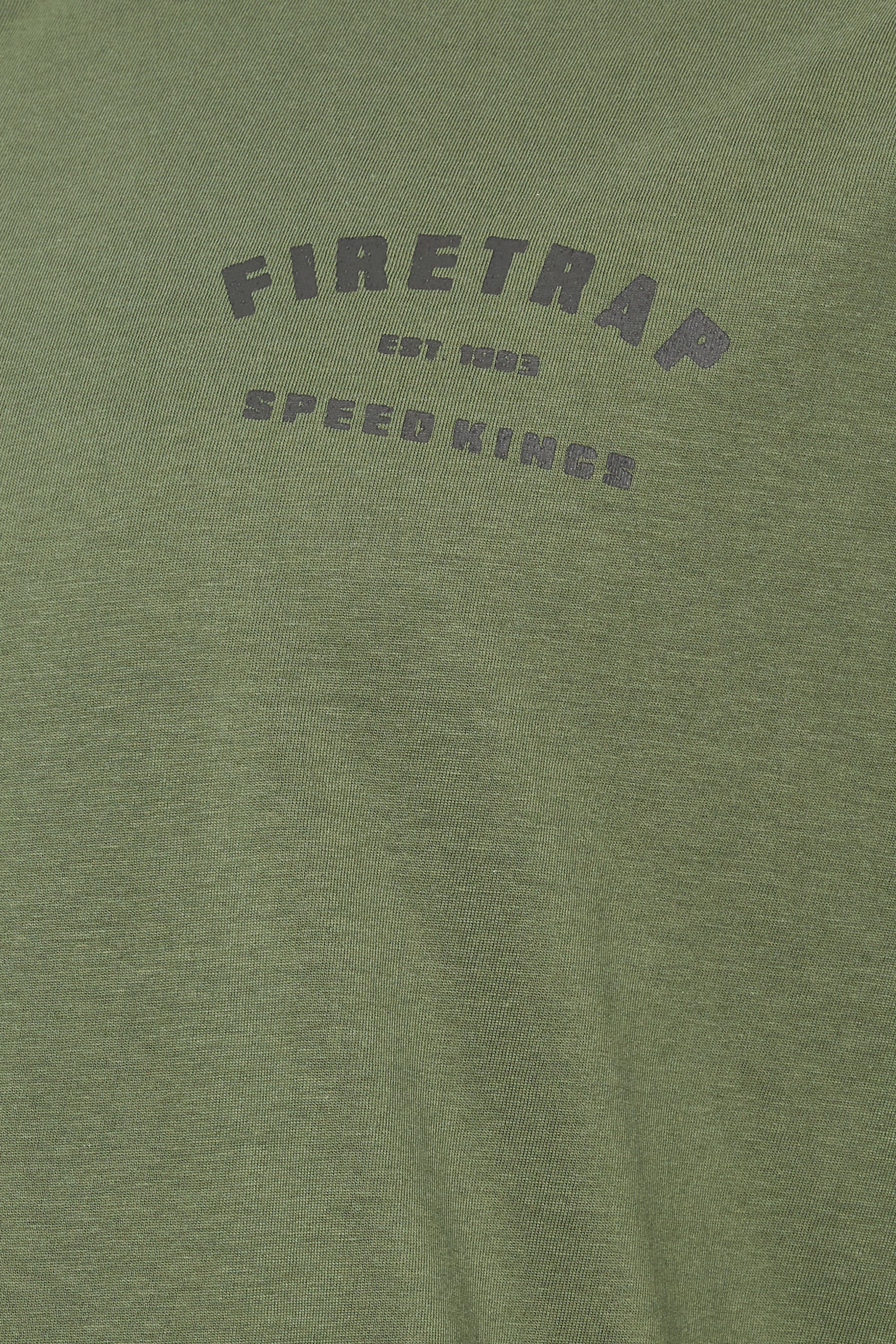 FIRETRAP Big & Tall Khaki Green 'Born To Ride' Print T-Shirt | BadRhino 3