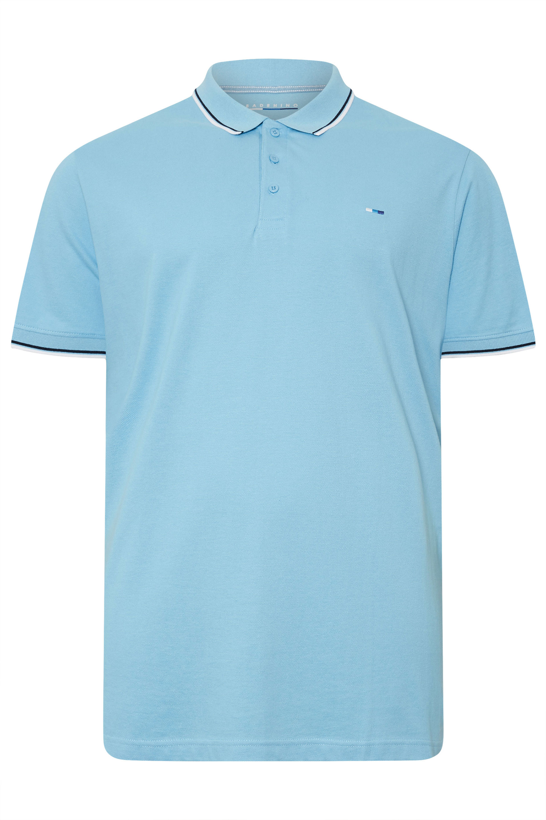 BadRhino Big & Tall 3 Pack Blue & Yellow Tipped Polo Shirts | BadRhino 7