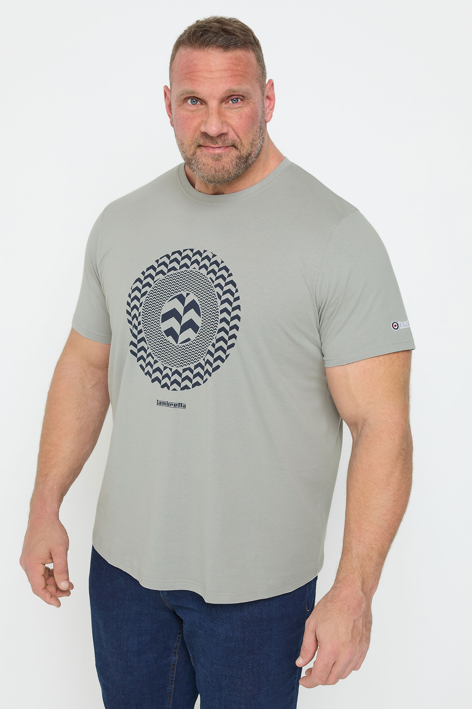 LAMBRETTA Big & Tall Grey Chevron Target T-Shirt | BadRhino 1