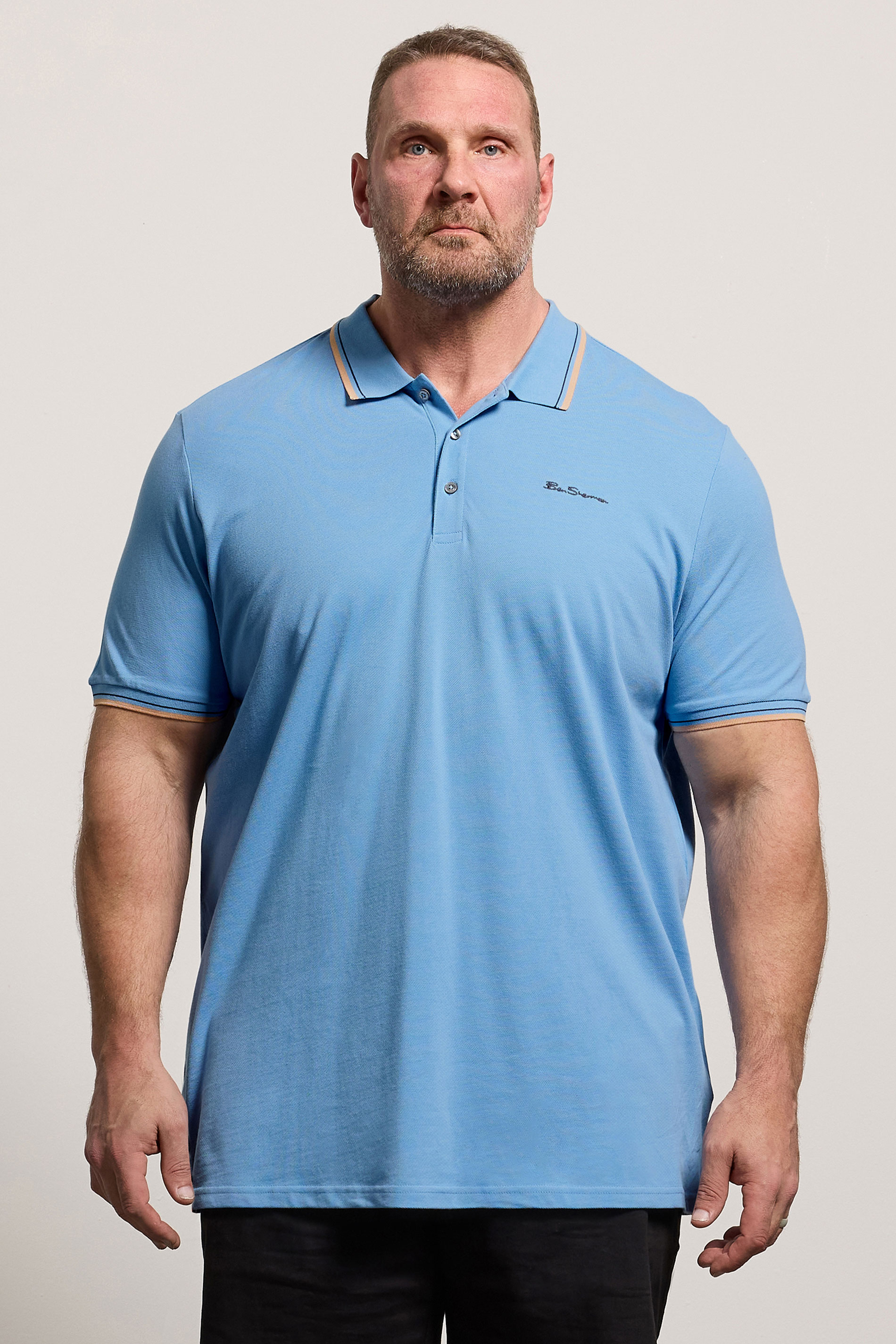 Ben Sherman Big & Tall Turquoise Blue Signature Pique Polo Shirt | BadRhino 3