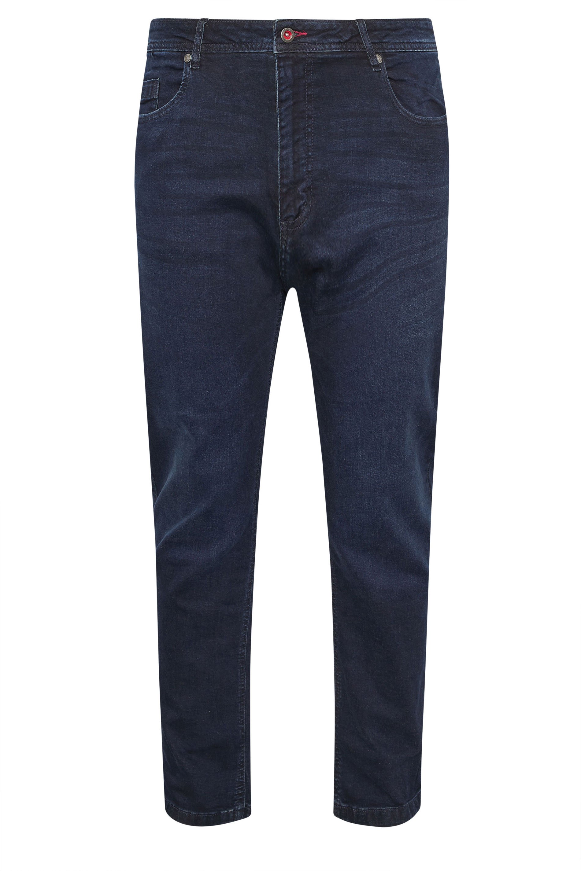 D555 Big & Tall Blue Black Tapered Stretch Jeans | BadRhino 1