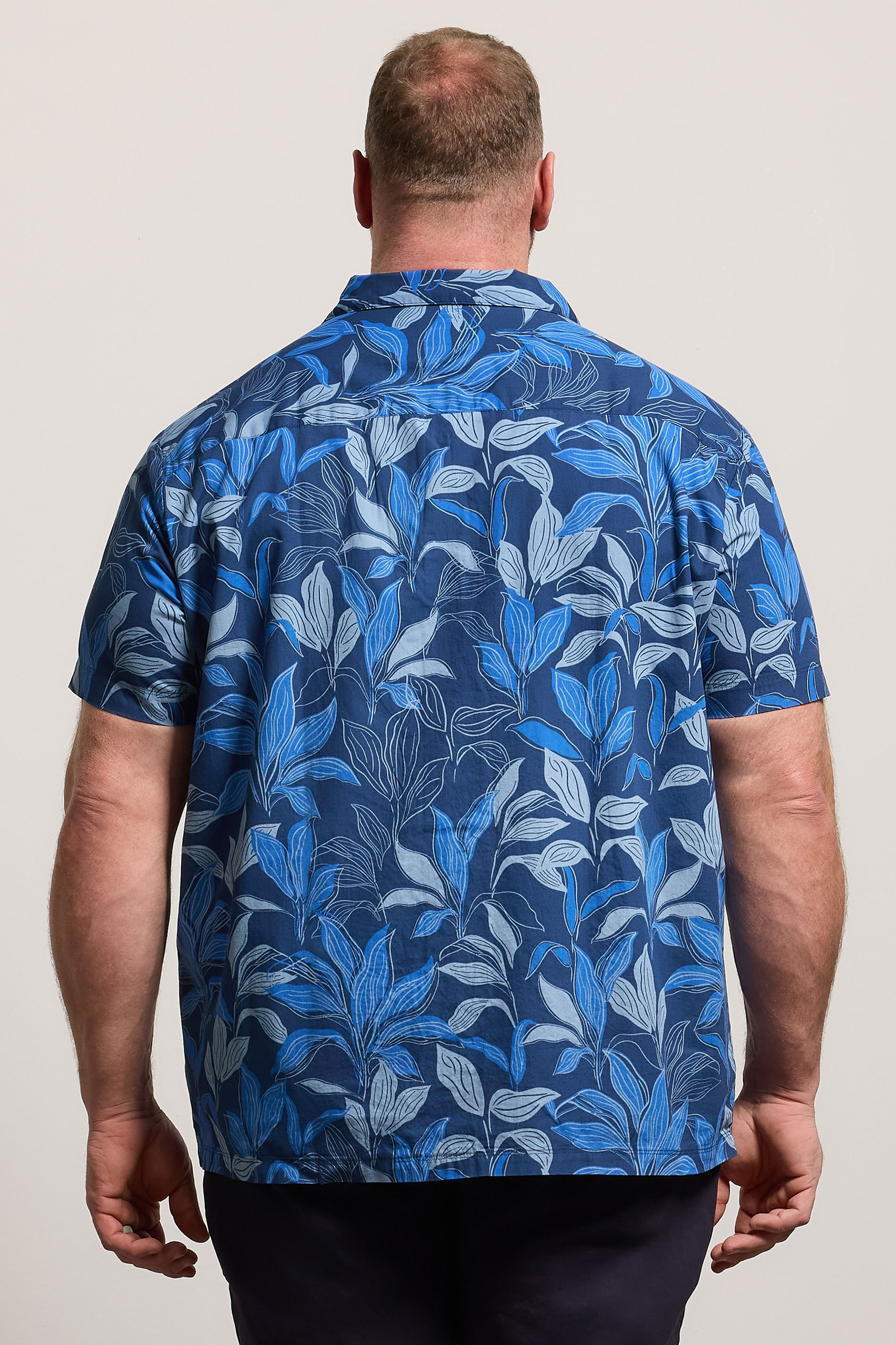 BadRhino Big & Tall Navy Blue Leaf Printed Shirt | BadRhino 2