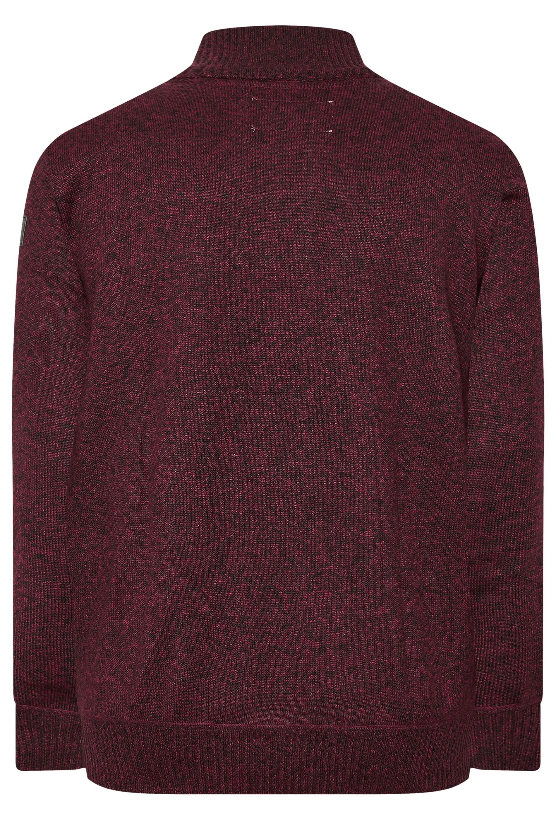 D555 Big & Tall Burgundy Red Quarter Zip Knitted Jumper 4