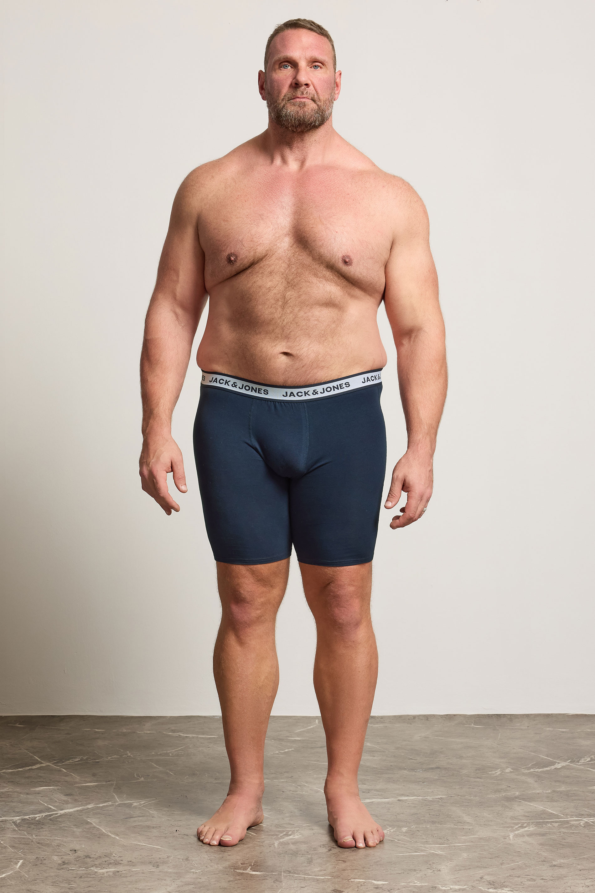 JACK & JONES Big & Tall 3 Pack White/Grey/Navy Blue Boxers | BadRhino 3