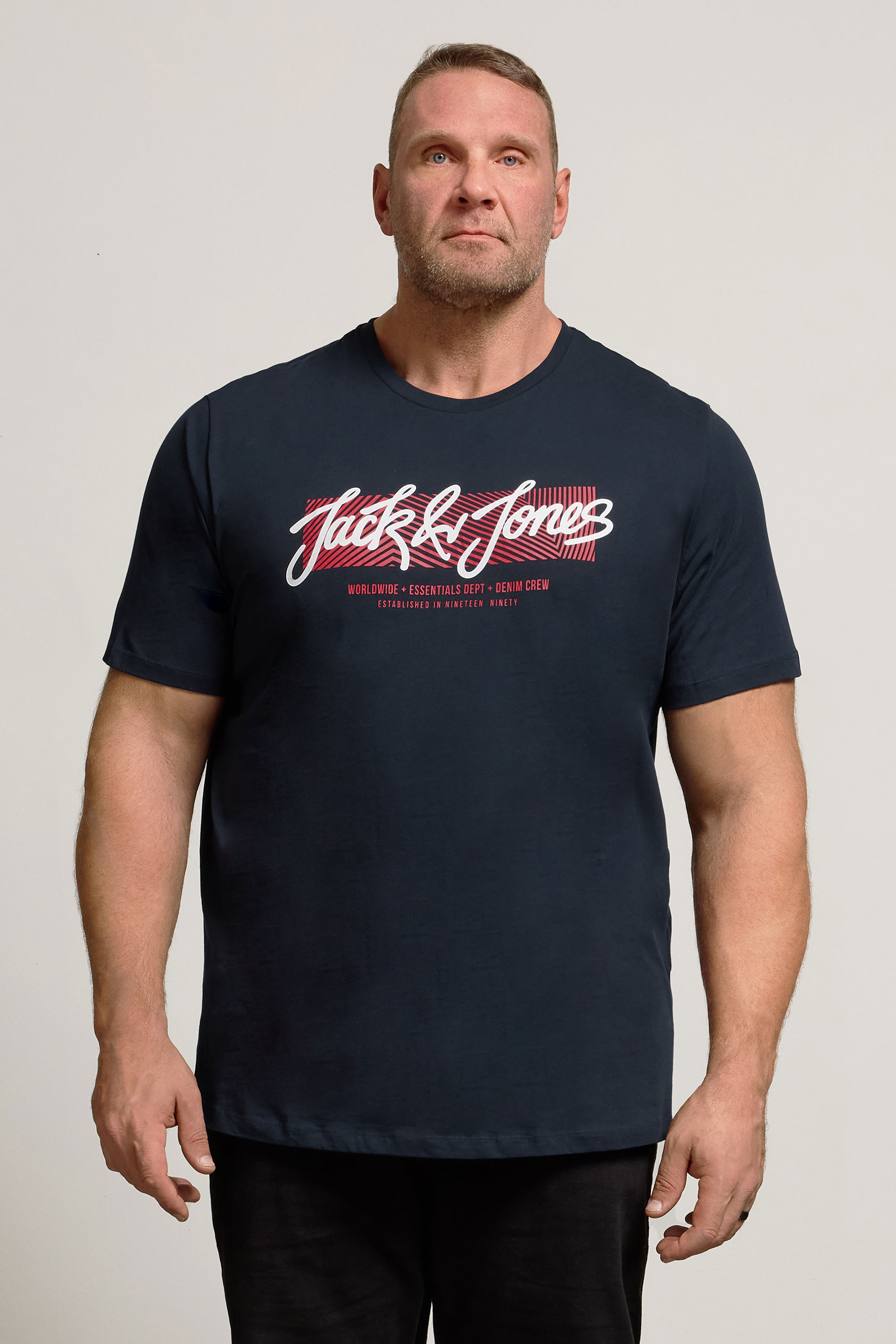 JACK & JONES Big & Tall Sky Captain Blue Urban T-Shirt | BadRhino 1