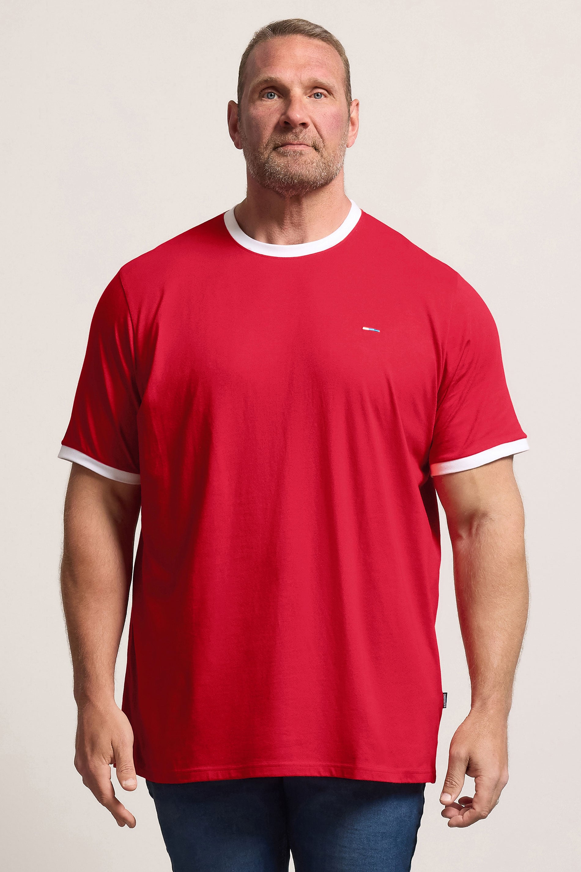 BadRhino Big & Tall Red Extra Long Ringer T-Shirt | BadRhino 3
