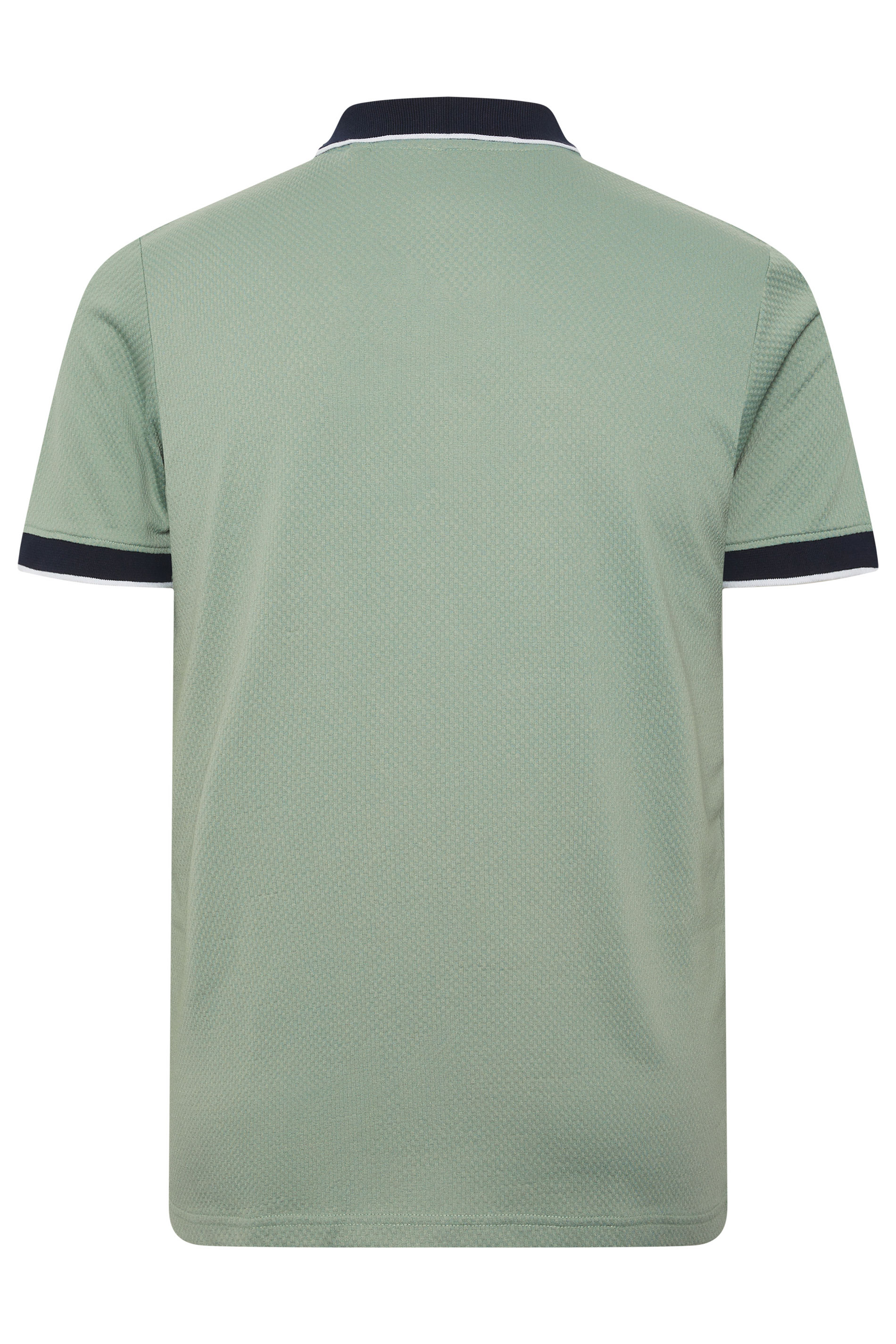 BadRhino Big & Tall Green Texture Zip Polo Shirt | BadRhino 6