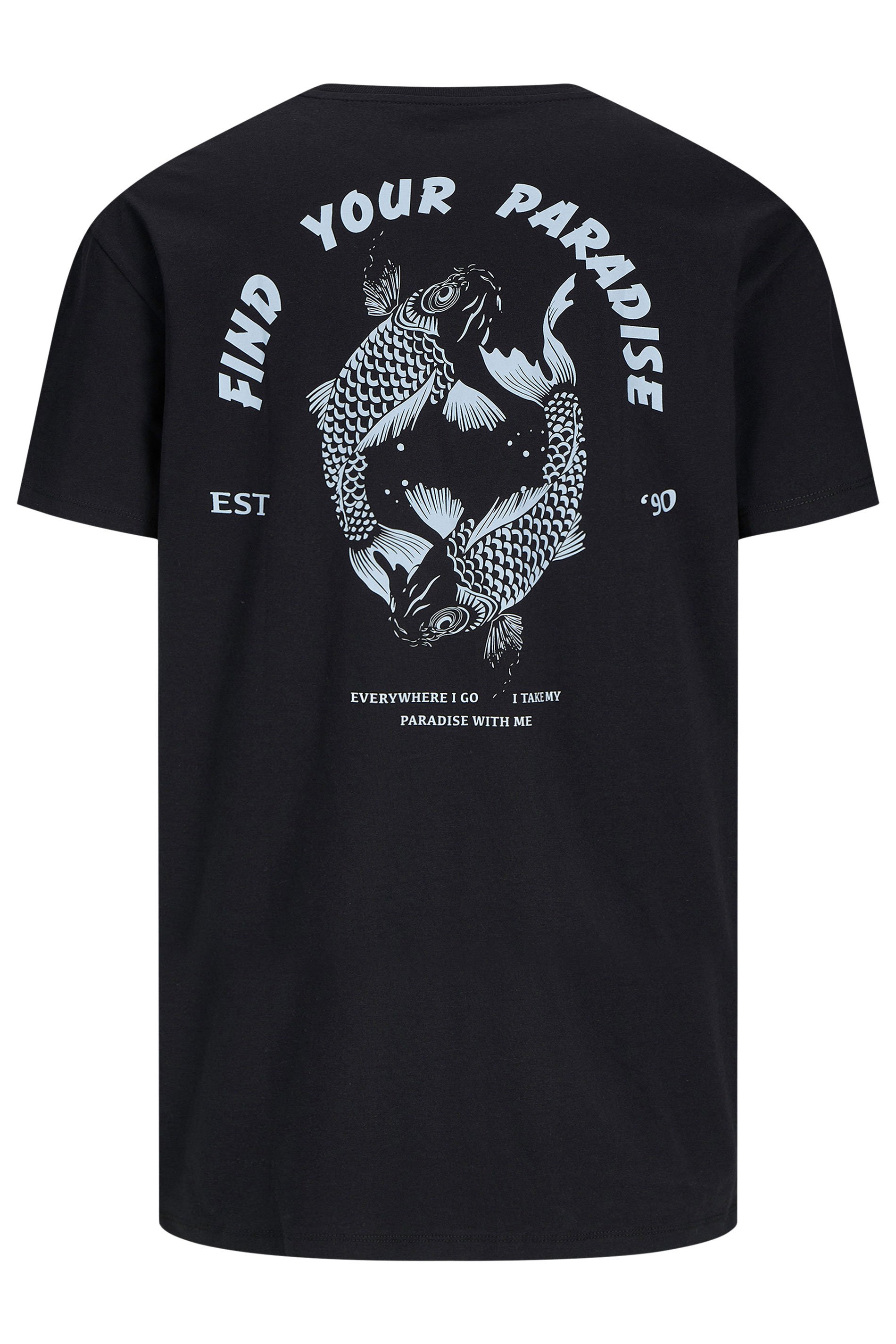 JACK & JONES Big & Tall Black 'Paradise' Printed T-Shirt | BadRhino 4