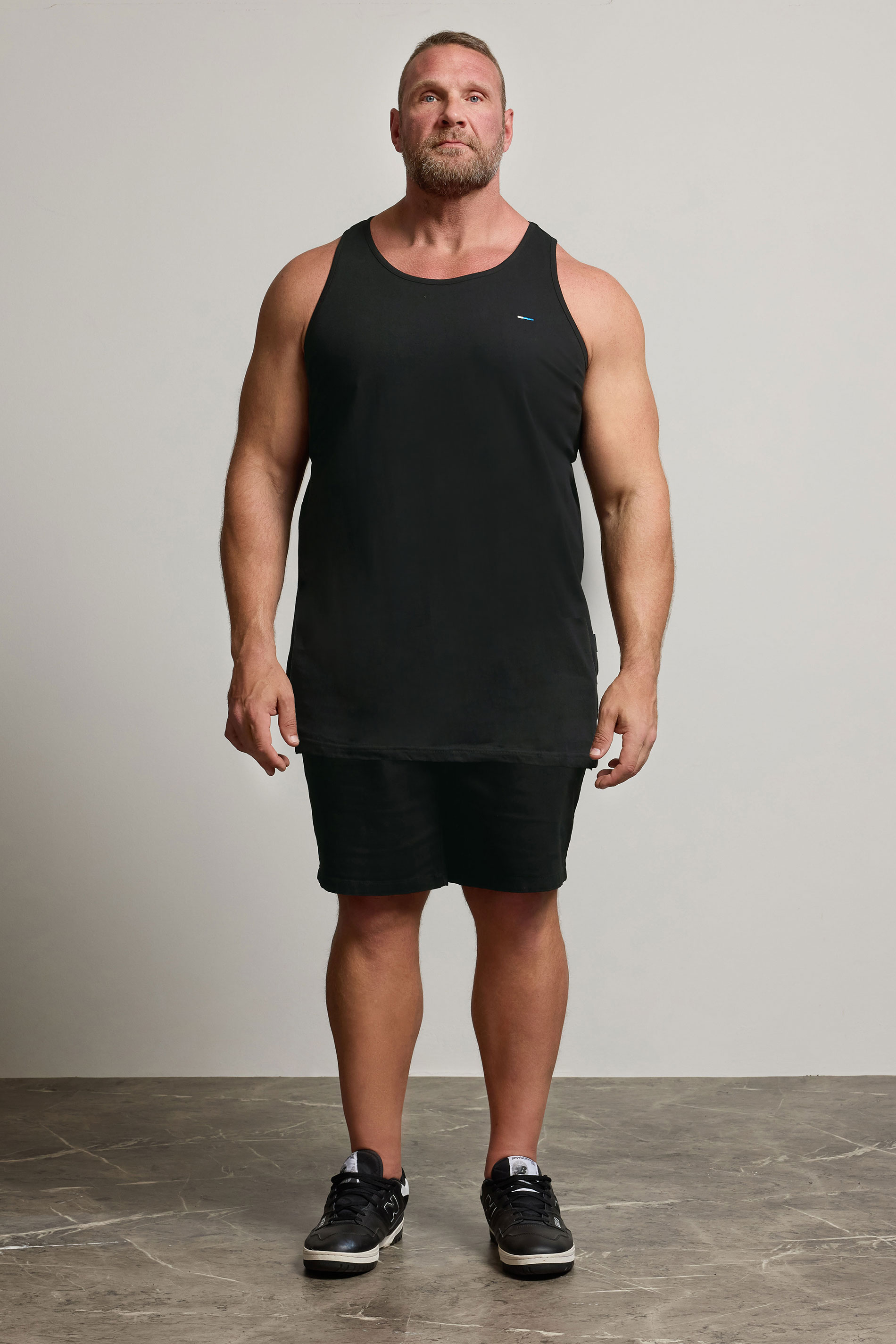 BadRhino Big & Tall Black Extra Long Plain Vest Top | BadRhino 1